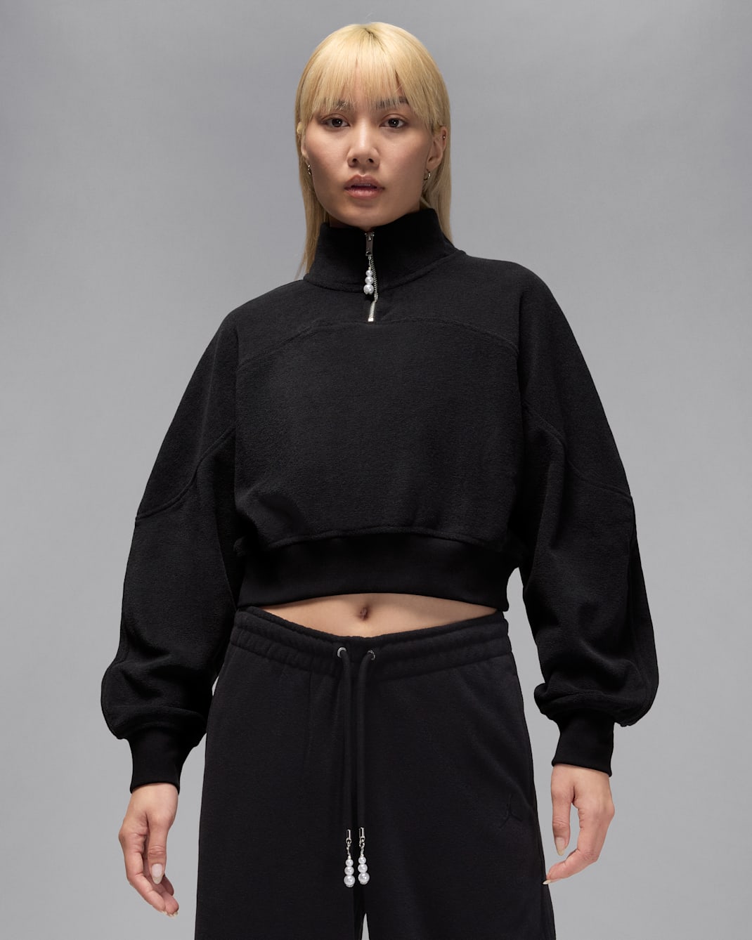 Jordan Flight Fleece Women's Quarter-Zip Top - Black/Black