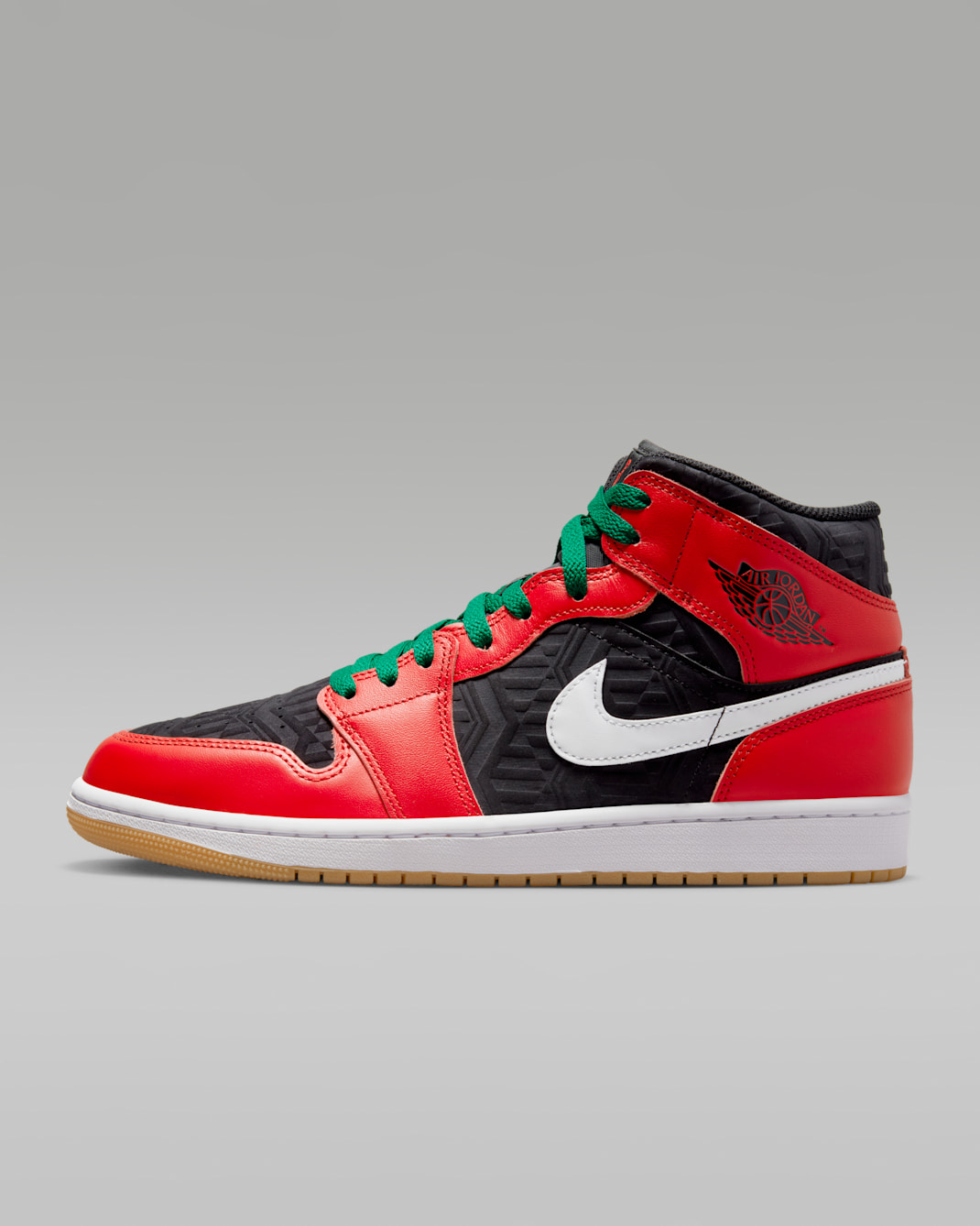 รองเท้าผู้ชาย Air Jordan 1 Mid SE - ดำ/ขาว/Malachite/Fire Red