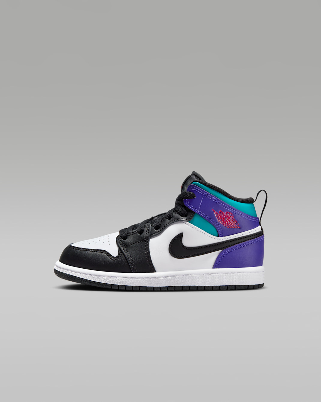 Scarpa Jordan 1 Mid – Bambini - Bianco/True Red/Aquamarine/Nero