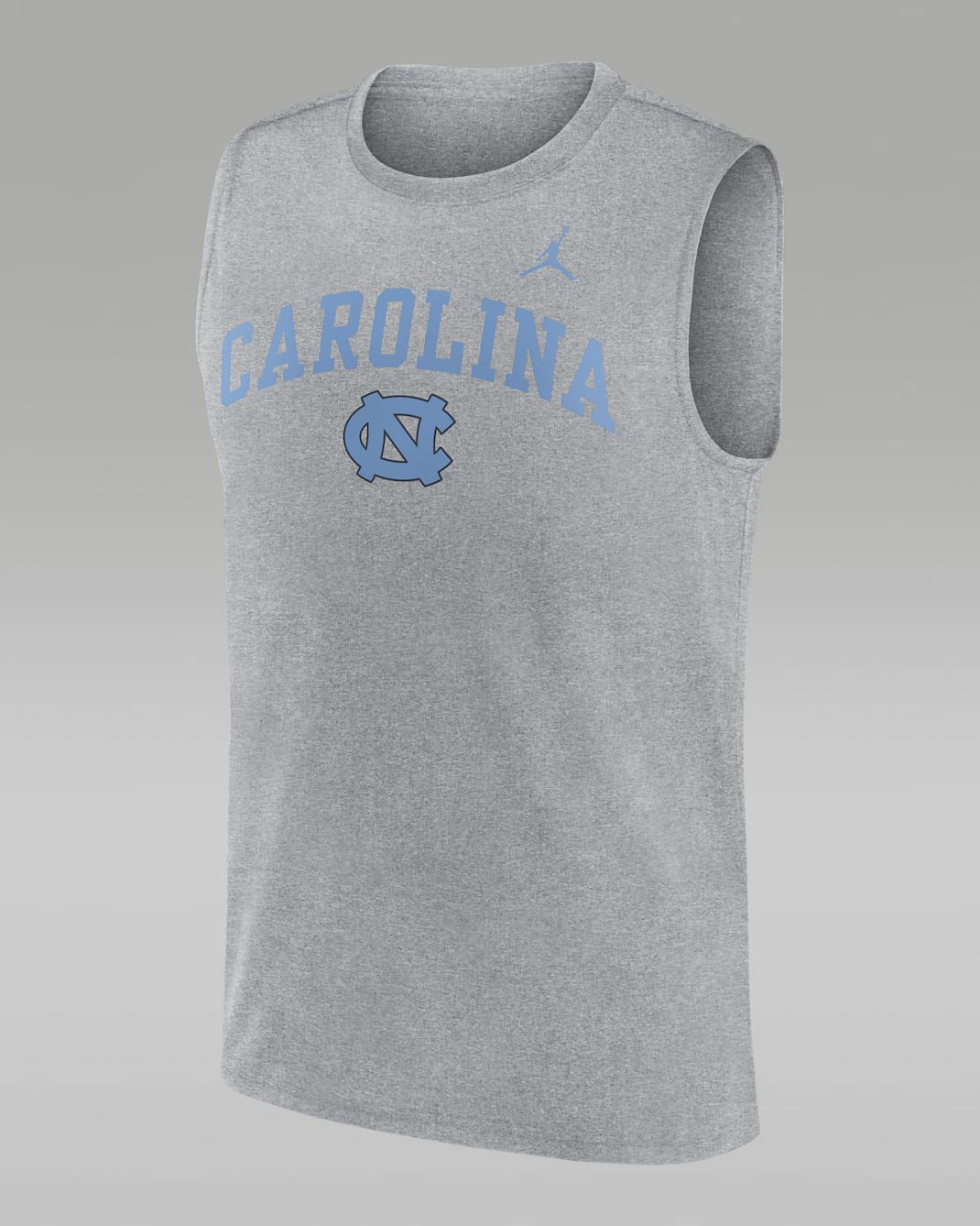 Camiseta sin mangas universitaria marca Jordan Dri-FIT para hombre North Carolina Primetime Arch Legend - Gris