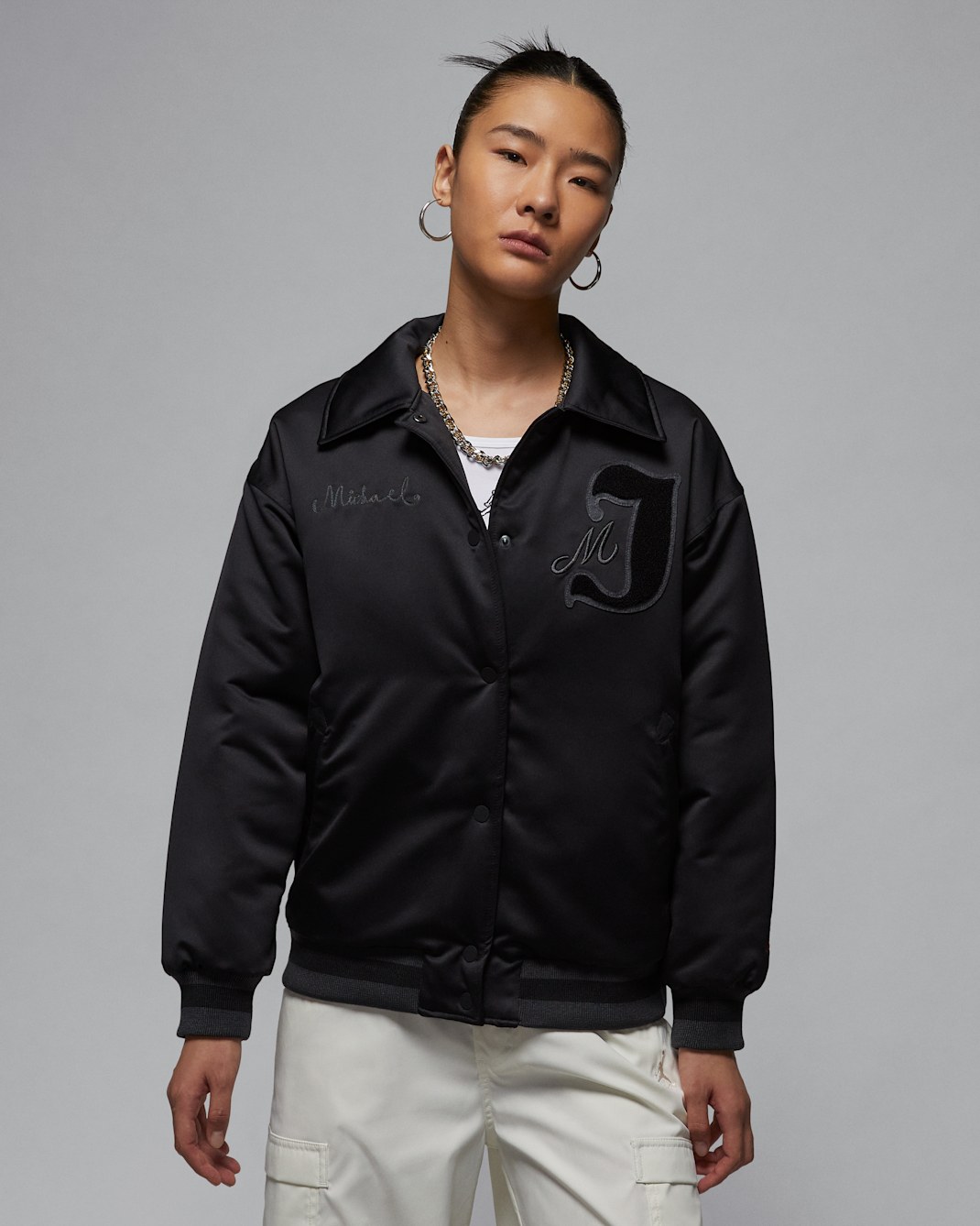 ジョーダン ウィメンズ バーシティ ジャケット - ブラック/ジムレッド