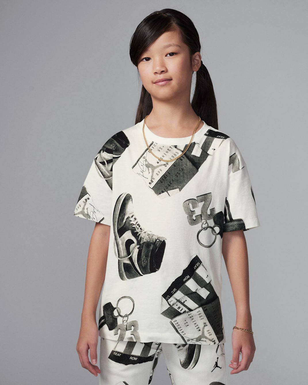 Playera estampada para niños talla grande Brooklyn Jordan - Vela