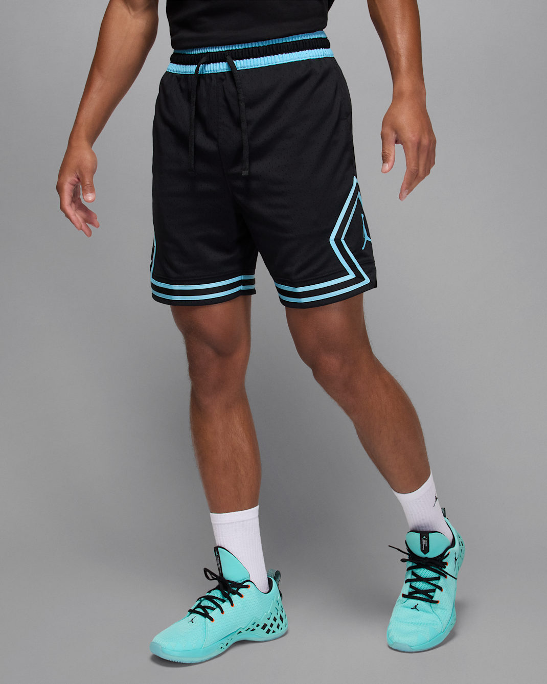 Jordan Sport Men's Dri-FIT Mesh Diamond Shorts - Black/Blue Chill/Blue Chill