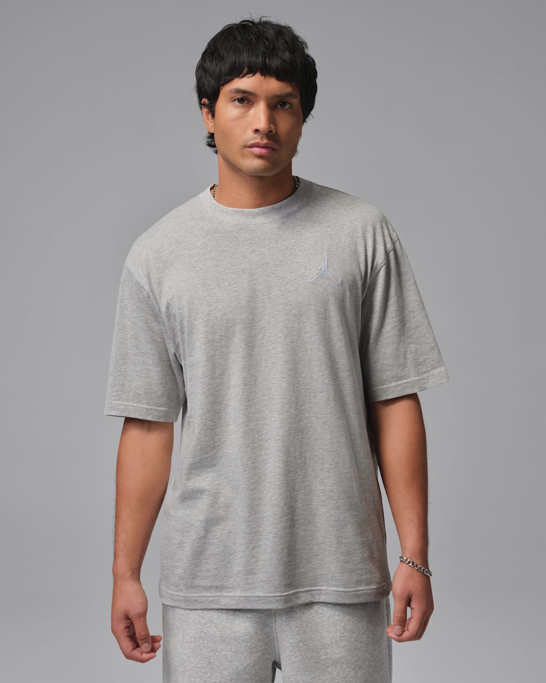 Jordan T-Shirt mit gesticktem Jumpman (Herren) - Grey Heather/Weiß