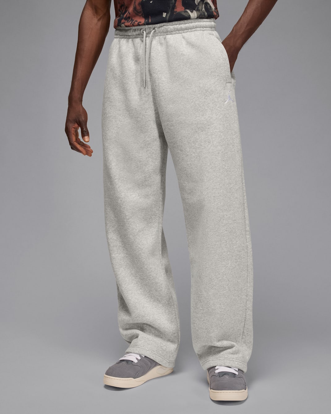 Pánské volné kalhoty Jordan Brooklyn Fleece bez manžet - Grey Heather/Bílá