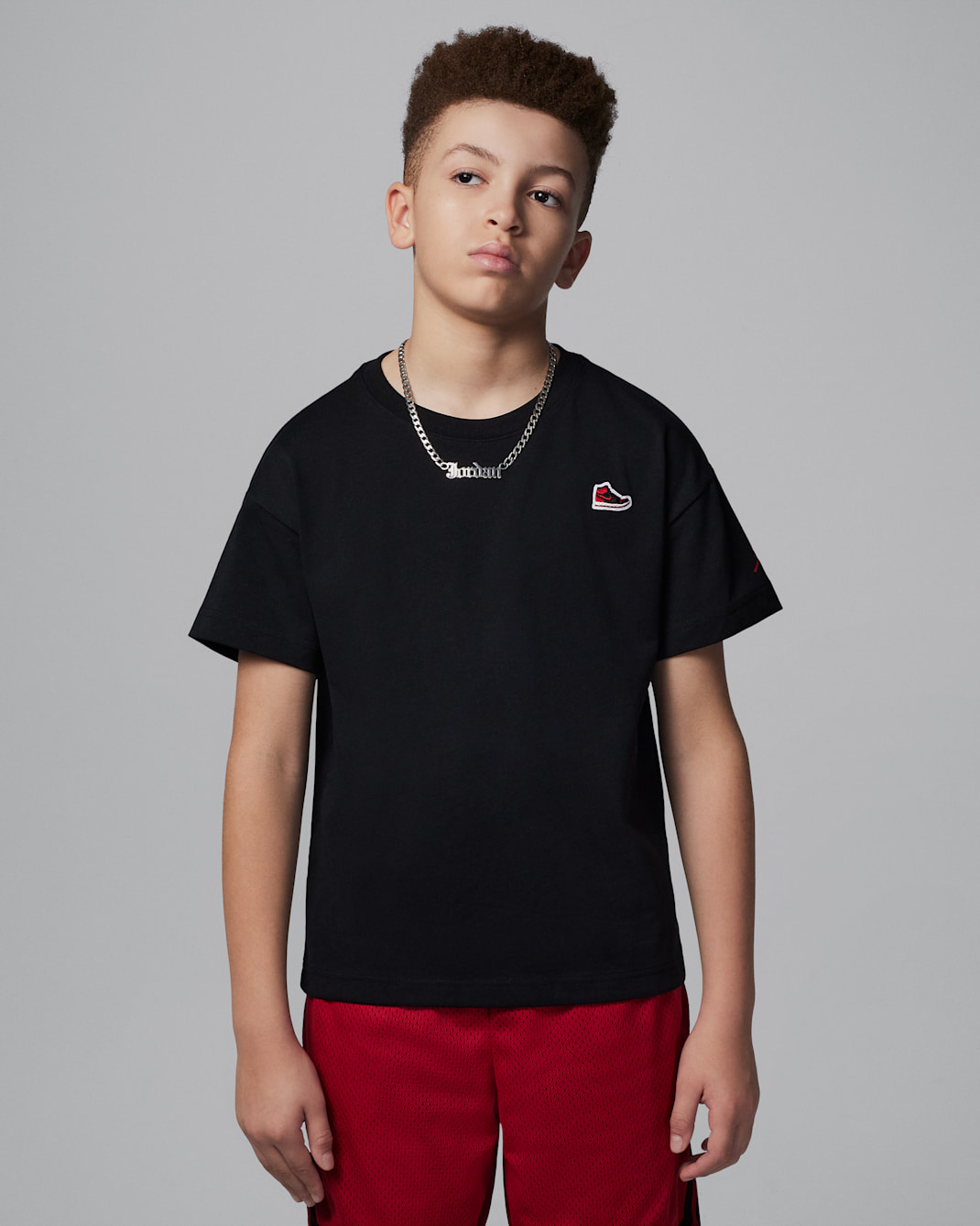T-shirt Air Jordan 1 med märke för ungdom - Svart/Vit