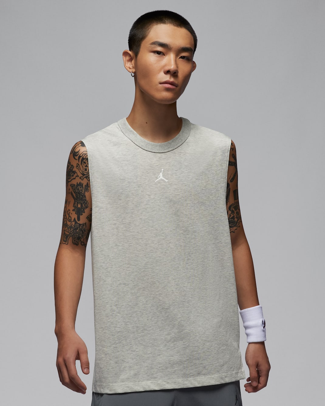 Jordan Sport Men's Dri-FIT Sleeveless Top - Grey Heather/White