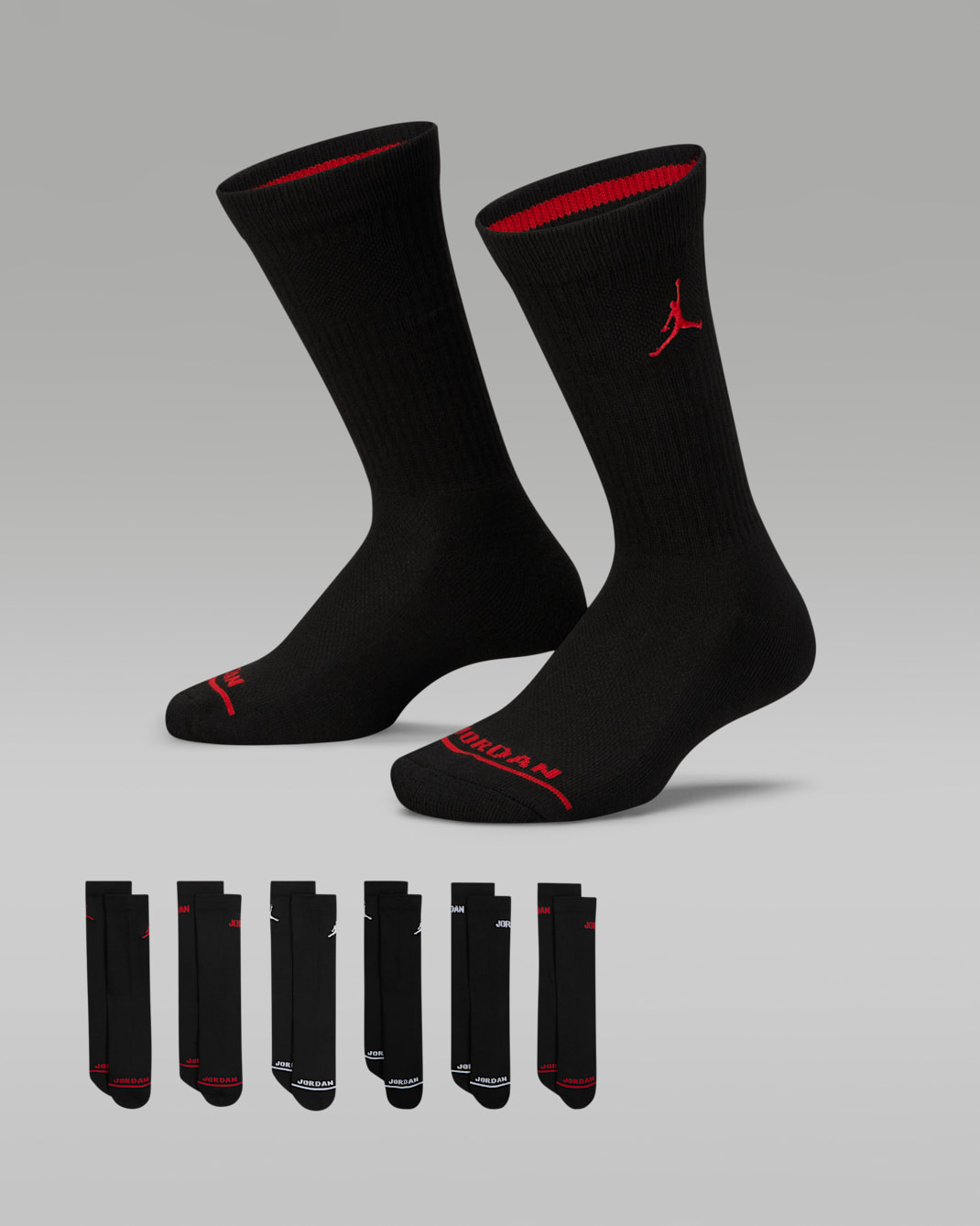 Jordan Big Kids' Legend Crew Socks (6 Pairs) - Black