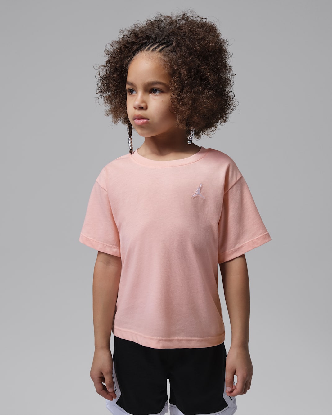 Jordan Brooklyn Essentials Big Kids' Embroidered T-Shirt - Pink Bloom