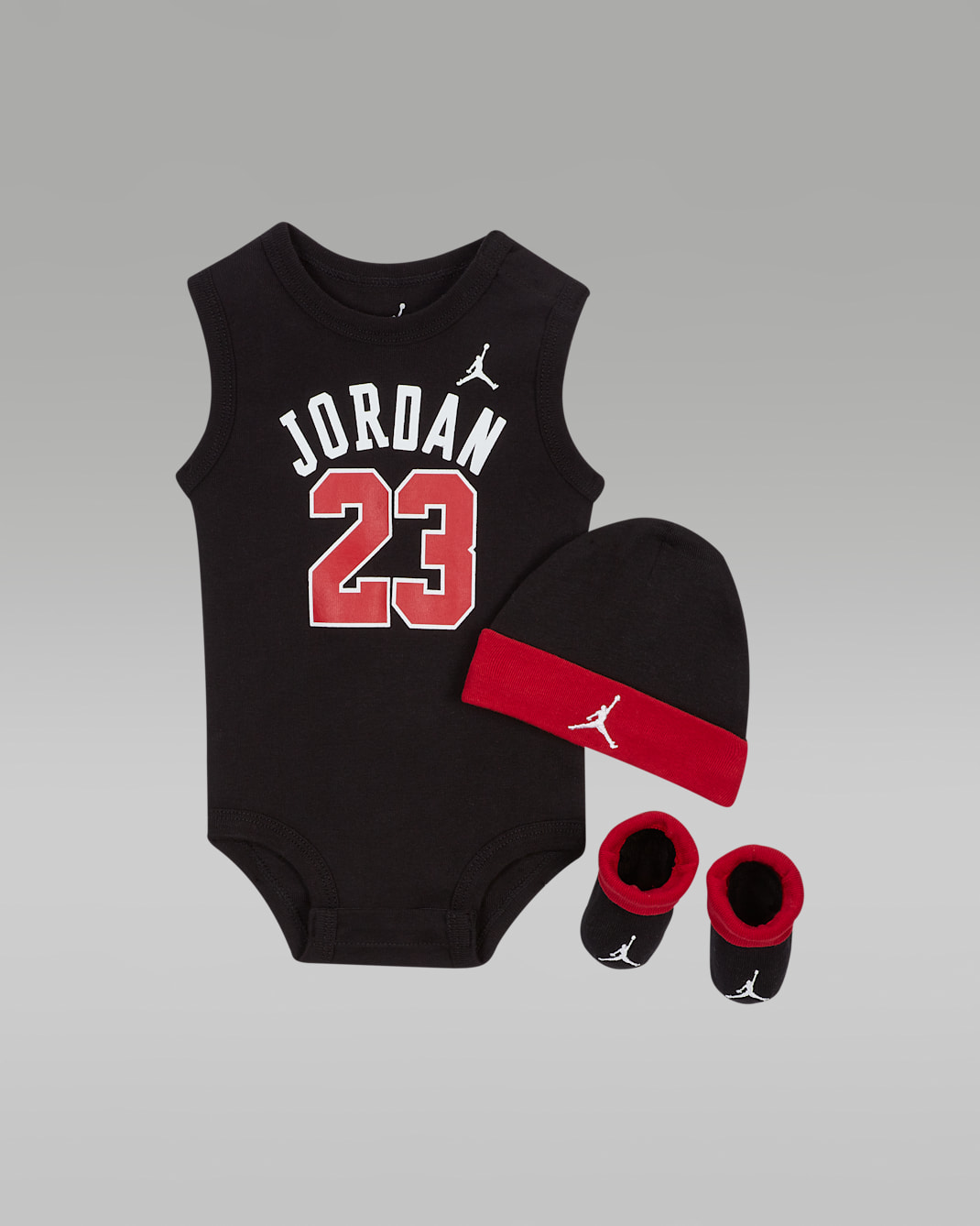 Jordan Jumpman Baby Bodysuit, Beanie and Booties Set - Black