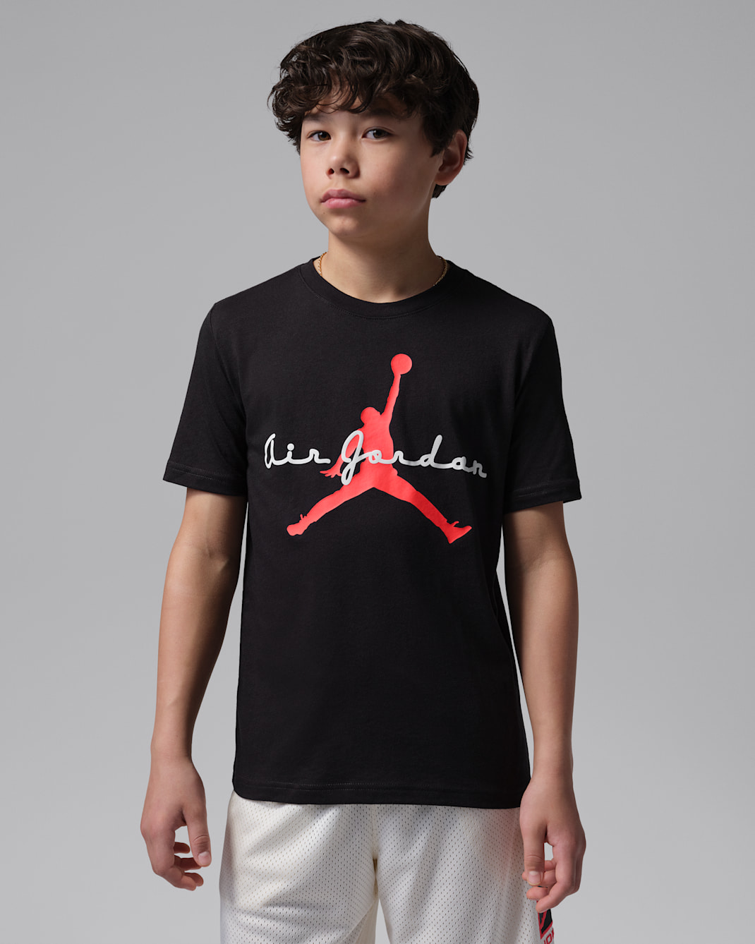 Playera con tipografía para niños talla grande Jordan Flight Essentials - Negro
