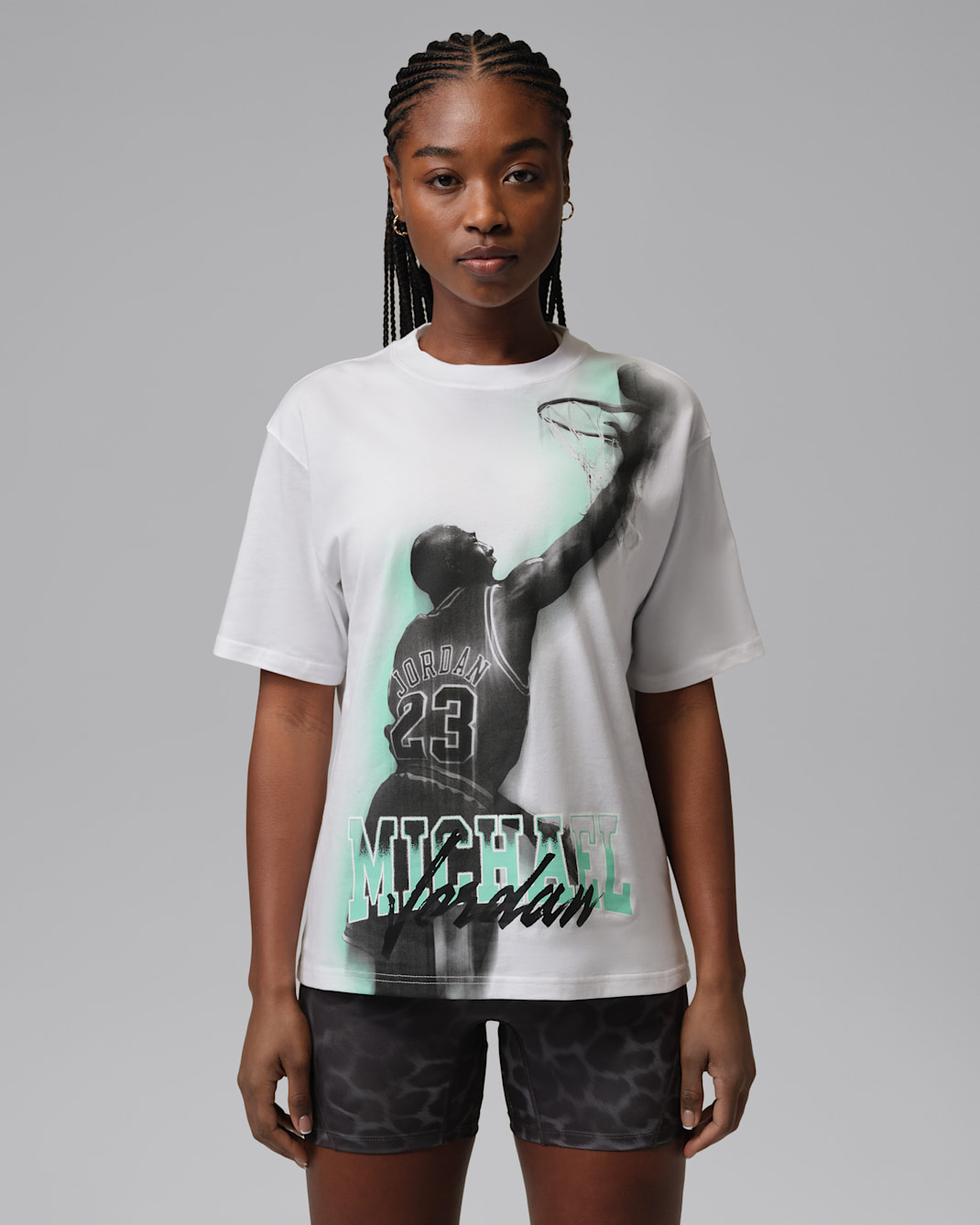 Jordan Sport Heritage Women's Dri-FIT Graphic T-Shirt - White/Green Glow