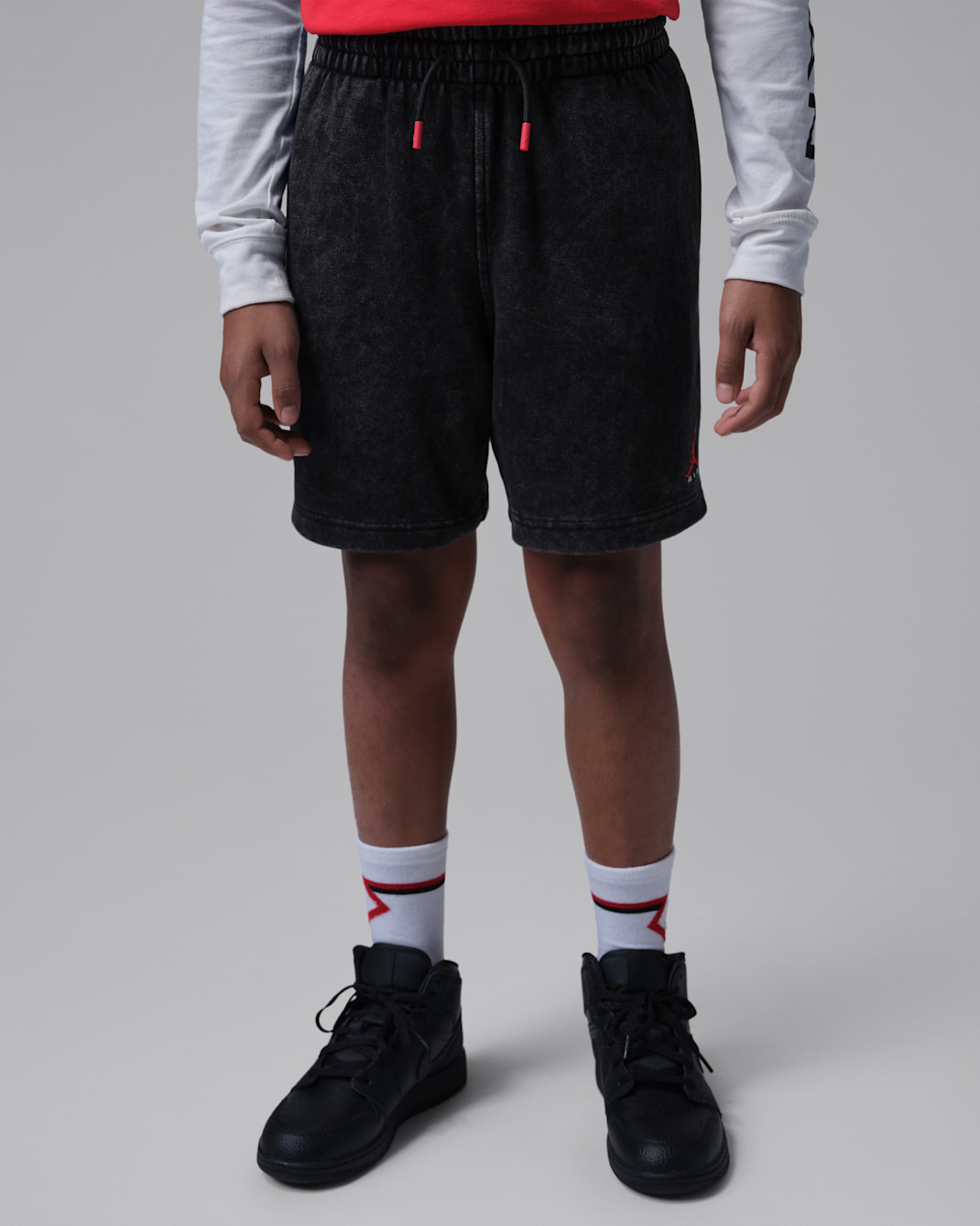 Shorts Acid Wash de French Terry para niños talla grande Jordan - Negro