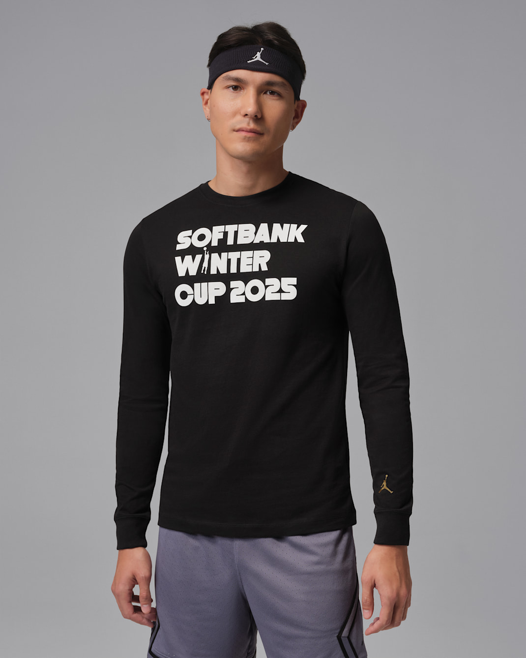 ジョーダン ソフトバンク ウィンターカップ 2025 メンズ ロングスリーブ Tシャツ - ブラック