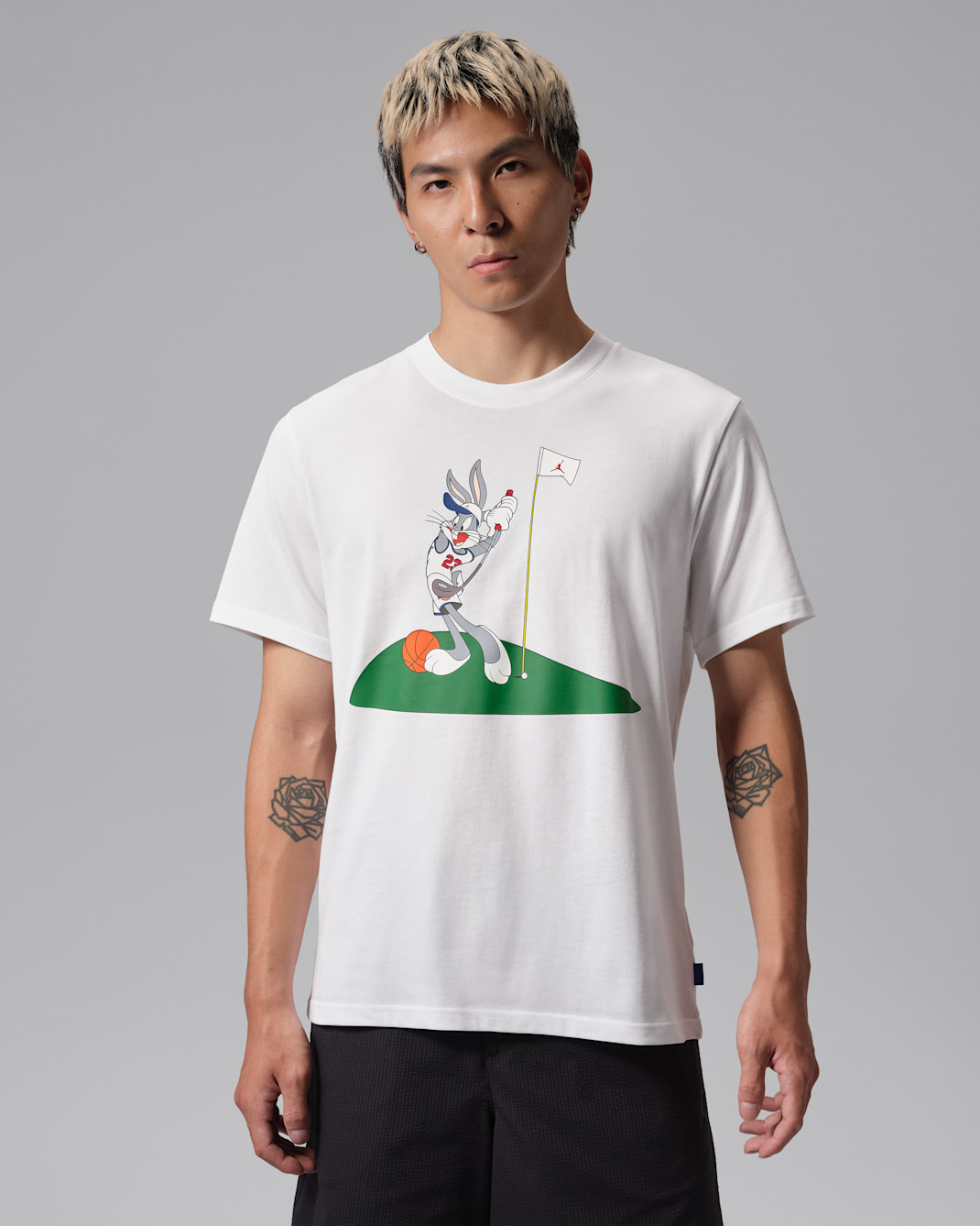 조던 드라이 핏 스페이스 잼 남성 벅스 버니 골프 티셔츠 - 화이트