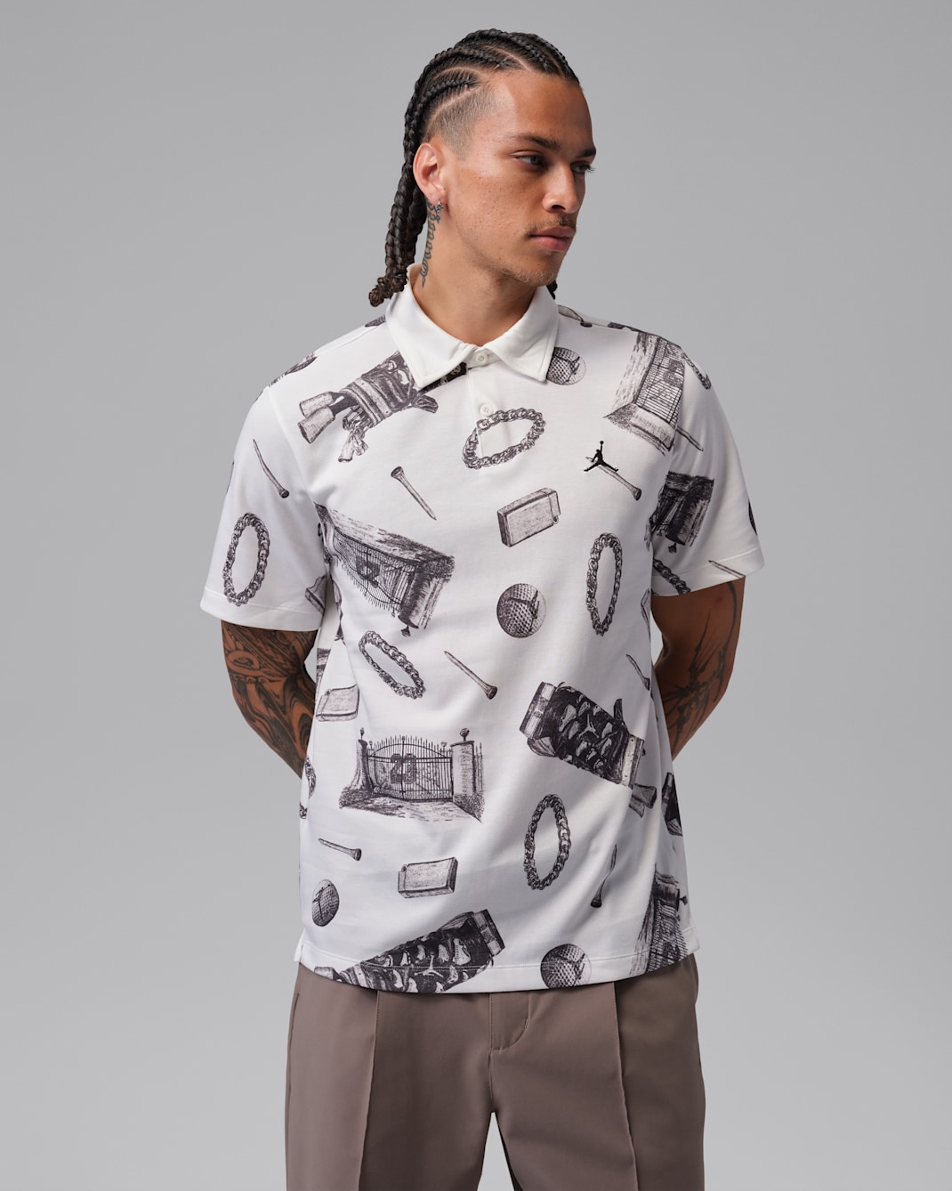 Jordan Men's Dri-FIT Golf Polo - Sail/Black