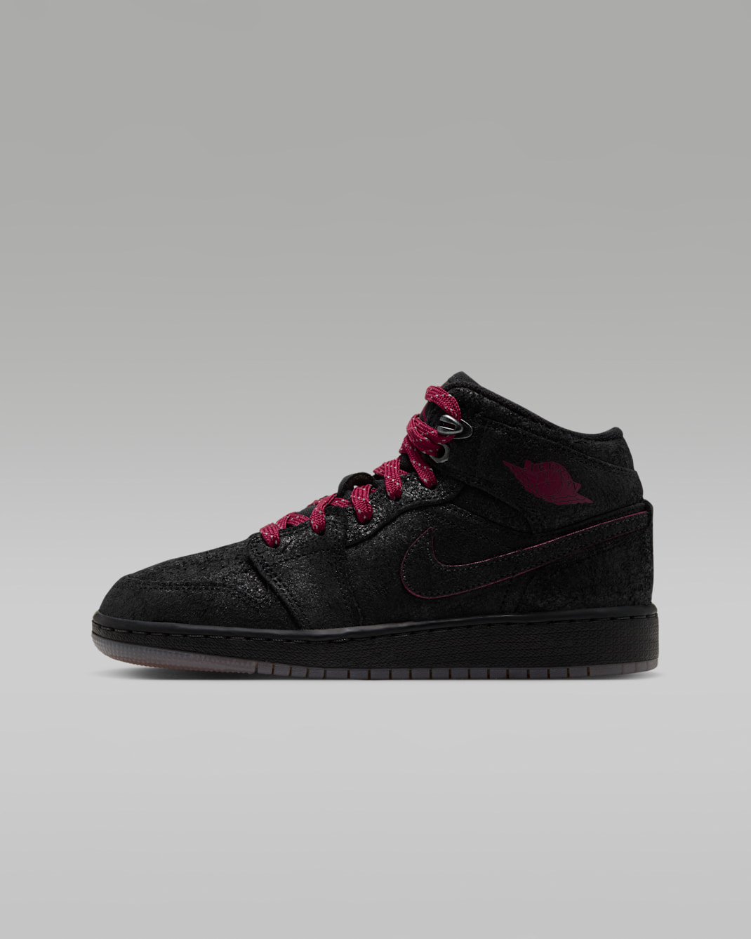 Air Jordan 1 Mid SE Big Kids' Shoes - Black/Gum Medium Brown/Team Red