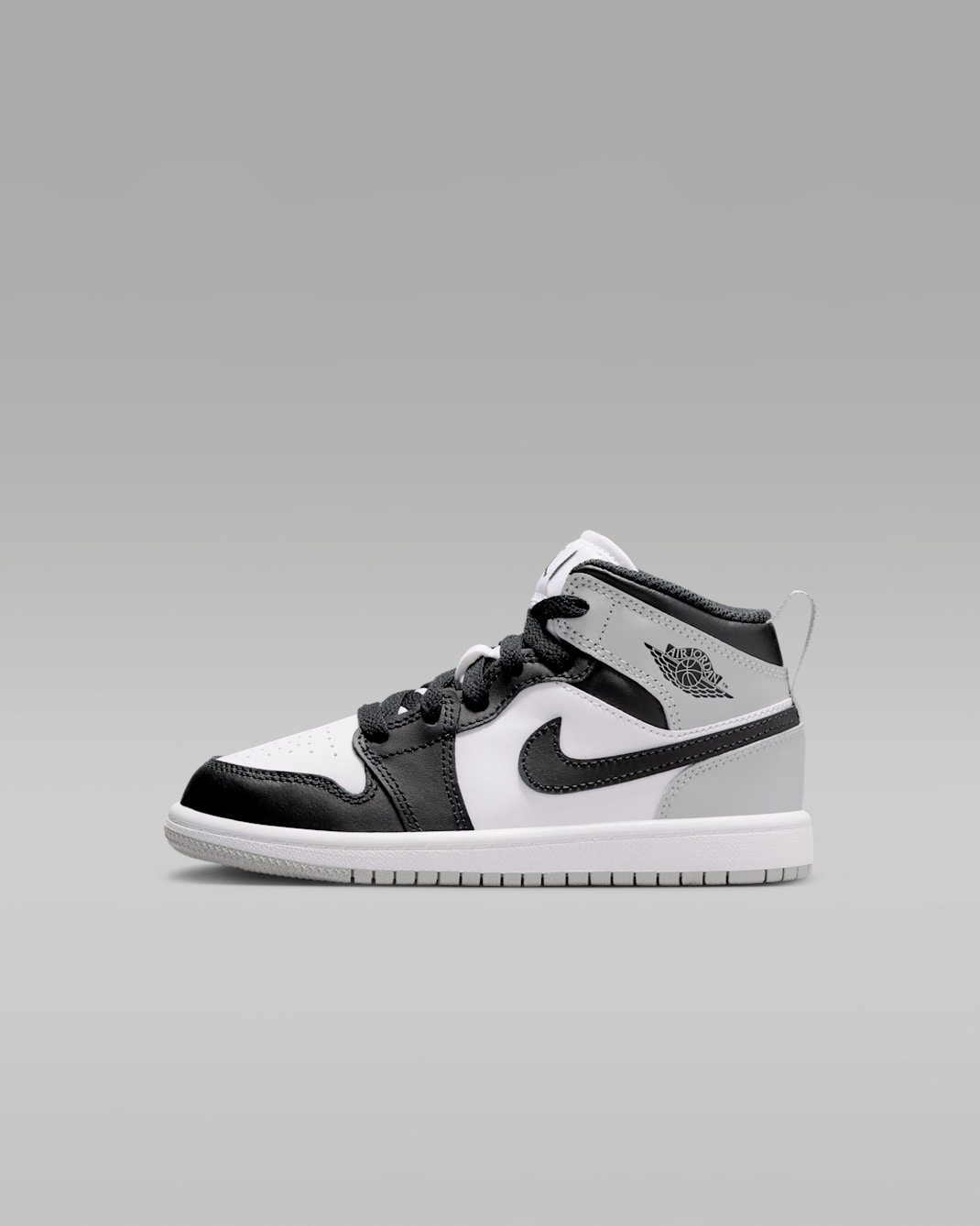 Jordan 1 Mid Younger Kids' Shoes - White/Light Smoke Grey/Black