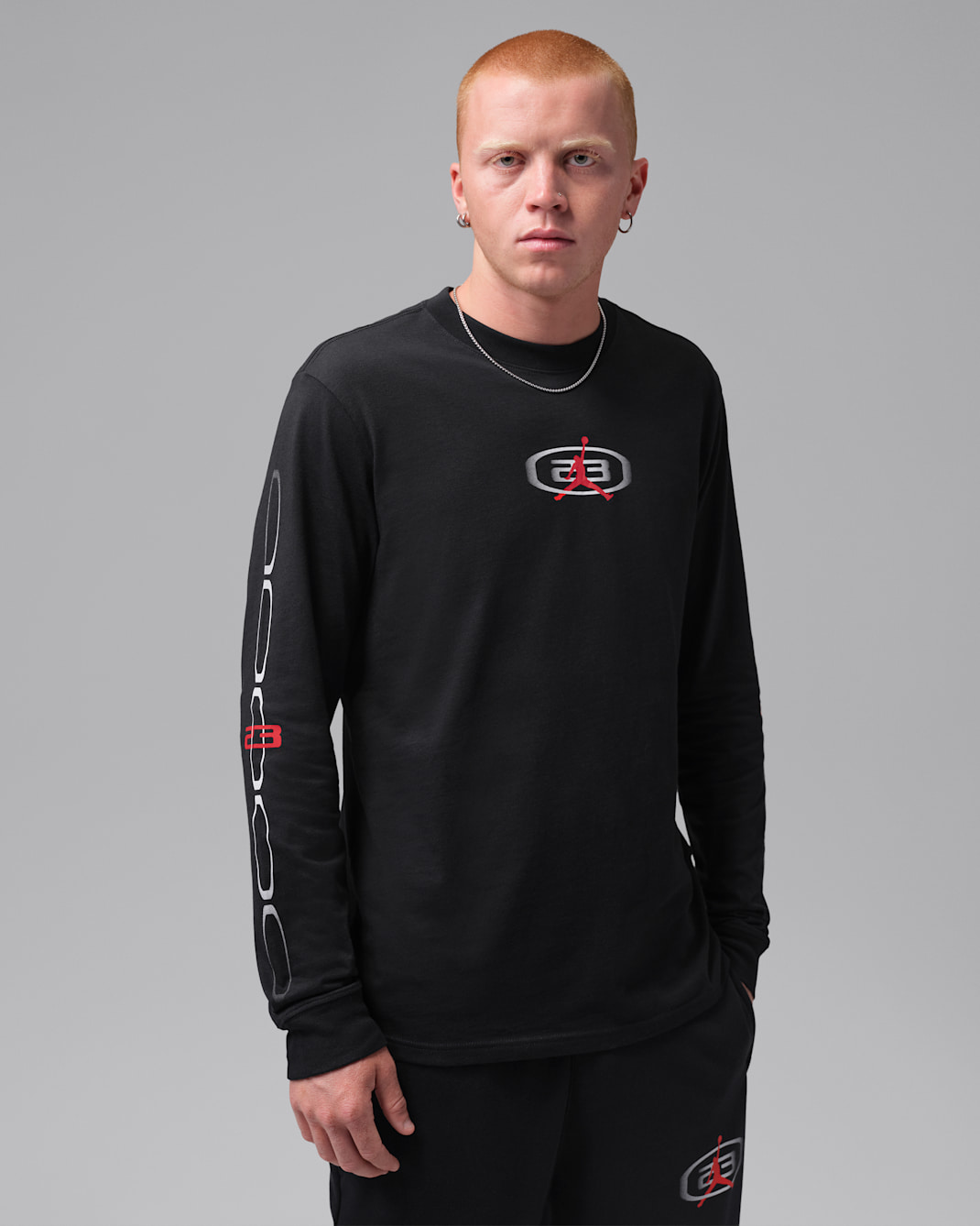 Långärmad t-shirt Jordan Sport Dri-FIT för män - Svart/University Red