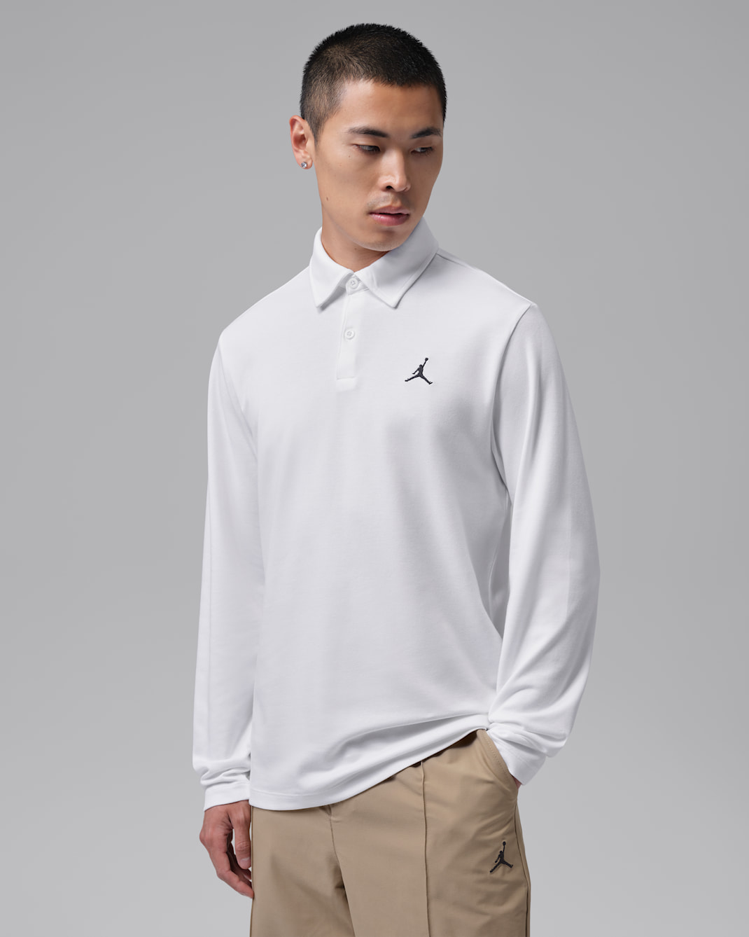 Polo de golf de manga larga Dri-FIT para hombre Jordan Sport - Blanco/Negro
