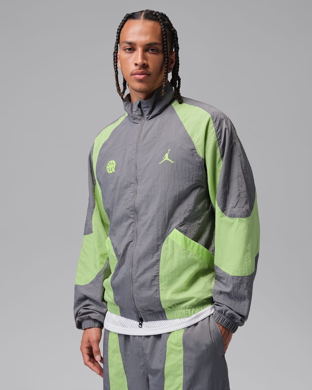 Jordan Sport Quai 54 Men's Jacket - Gunsmoke/Key Lime/Key Lime