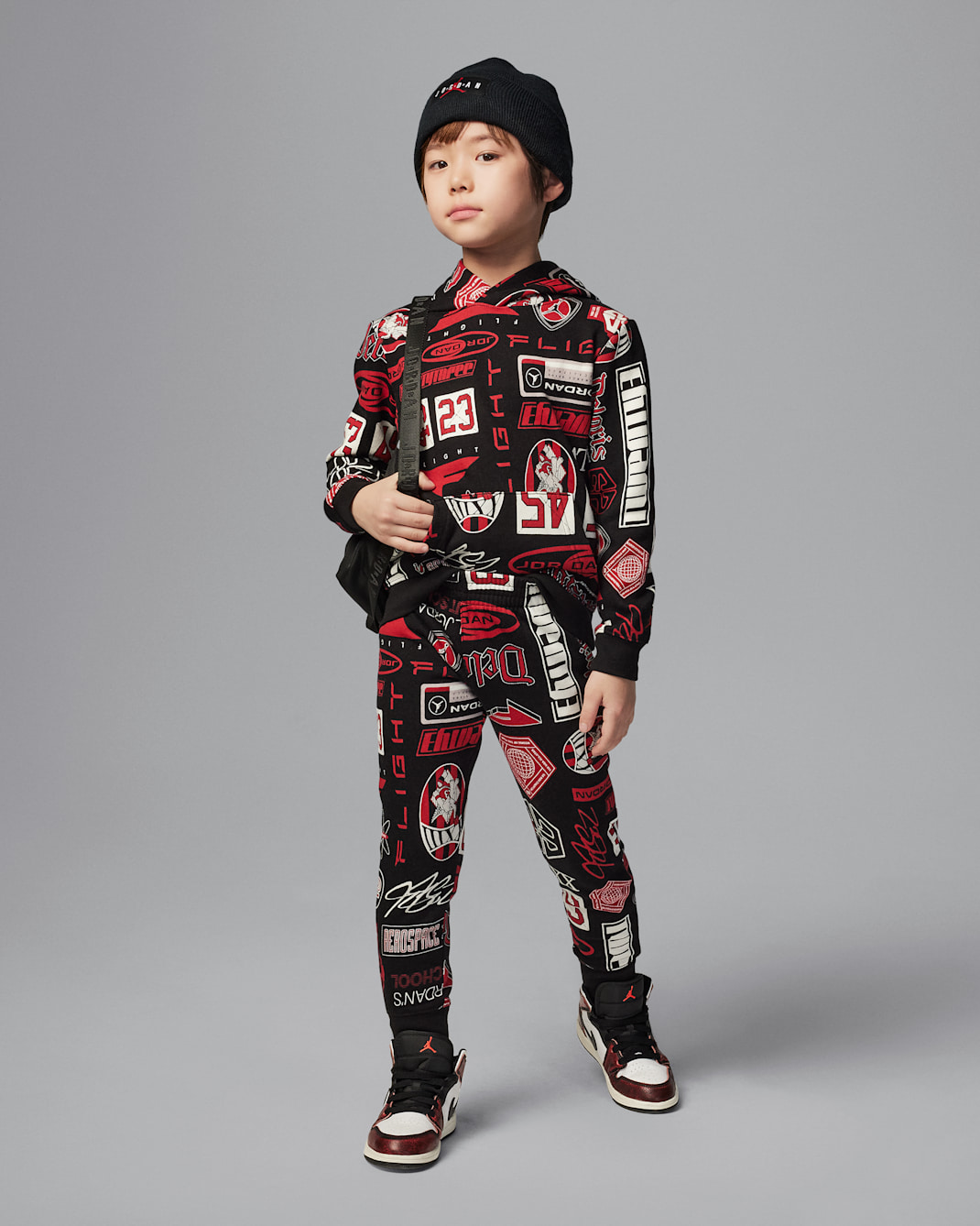 Jordan Brooklyn 2-teiliges Fleece-Hoodie-Set mit Print (jüngere Kinder) - Schwarz