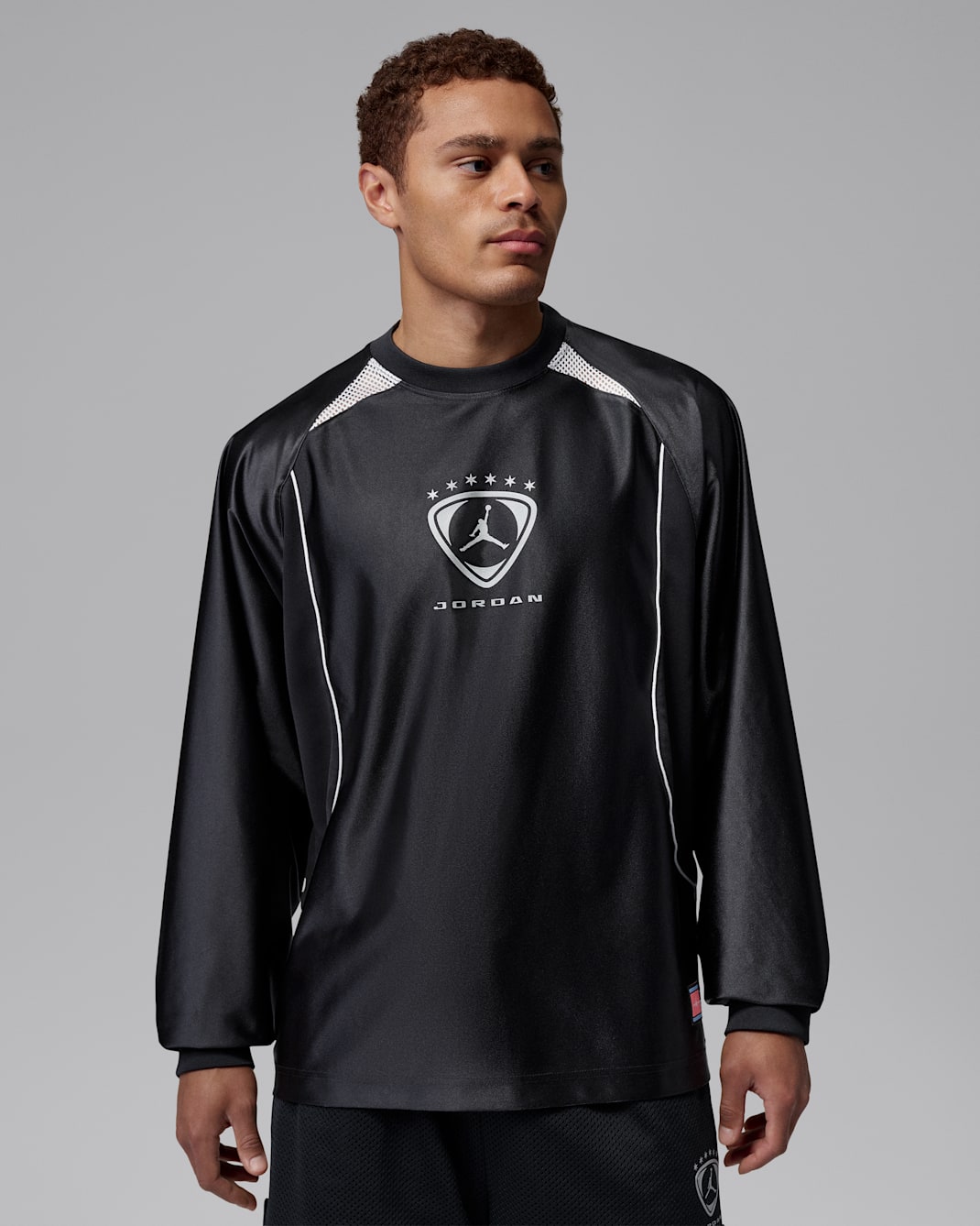 Jordan Brooklyn Men's Long-Sleeve Goalie Top - Black/White/Metallic Silver