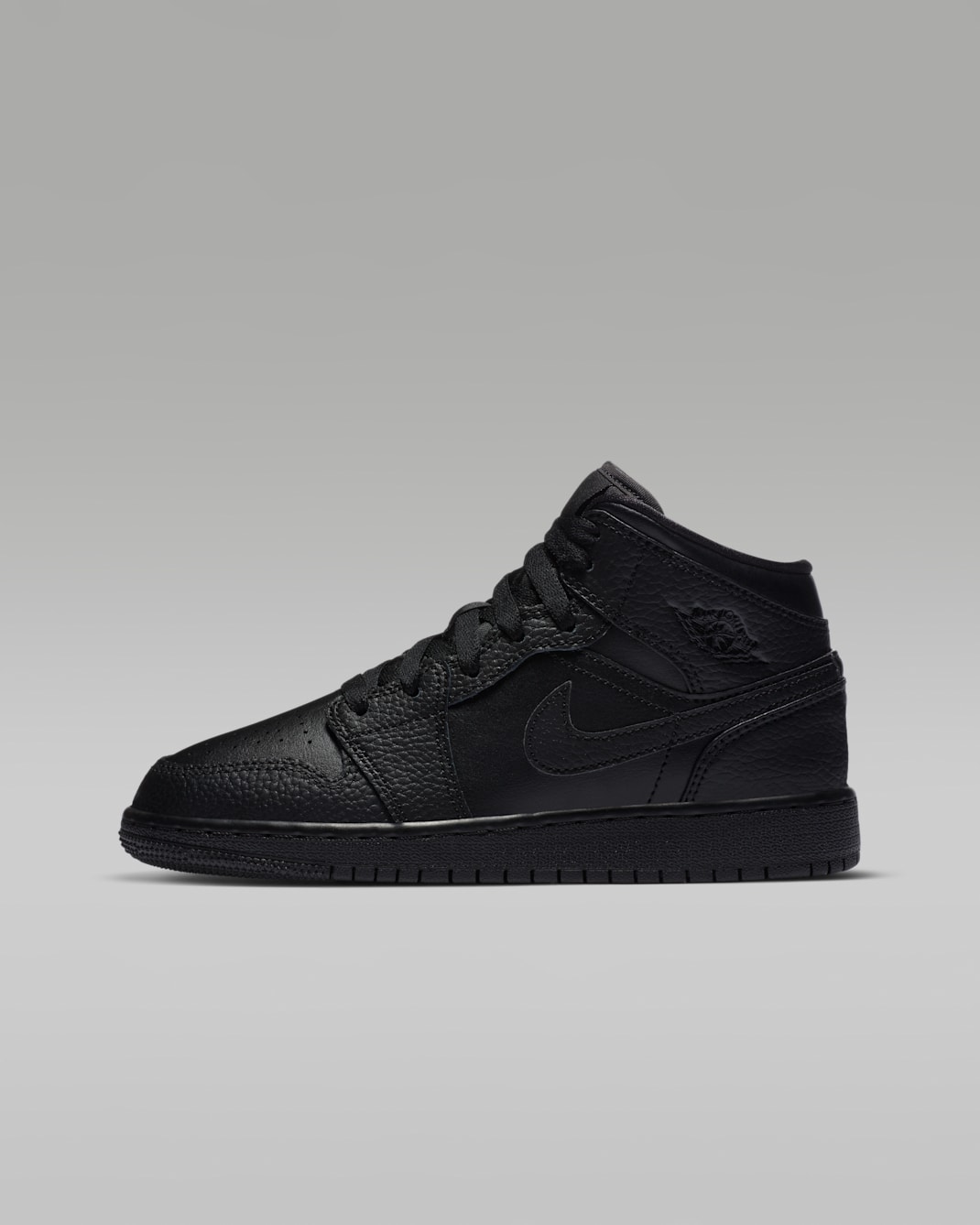 Jordan 1 Mid Big Kids' Shoes - Black/Black/Black