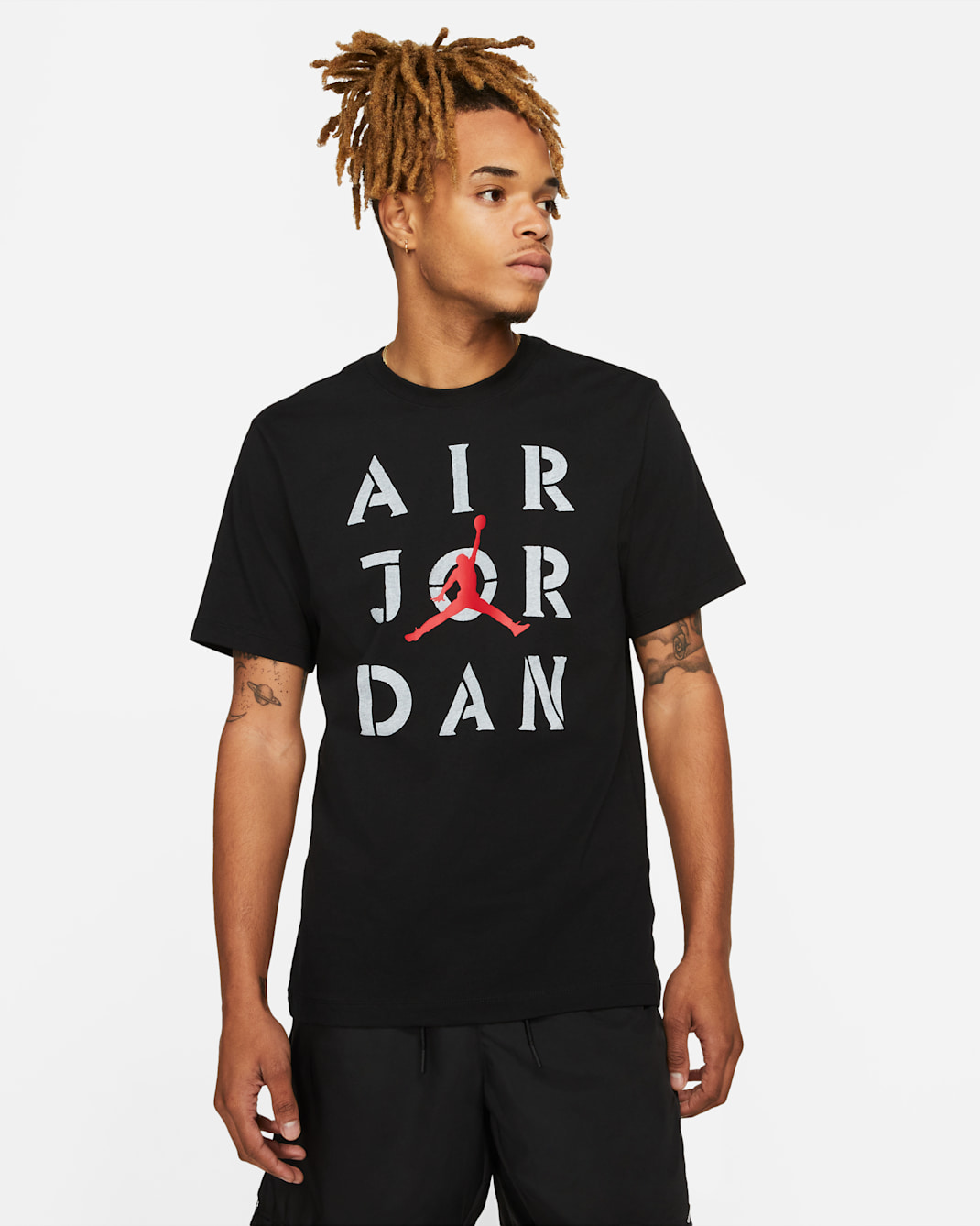 Jordan AJ5 Kısa Kollu Grafikli Erkek Tişörtü - Siyah/Beyaz/Gym Red