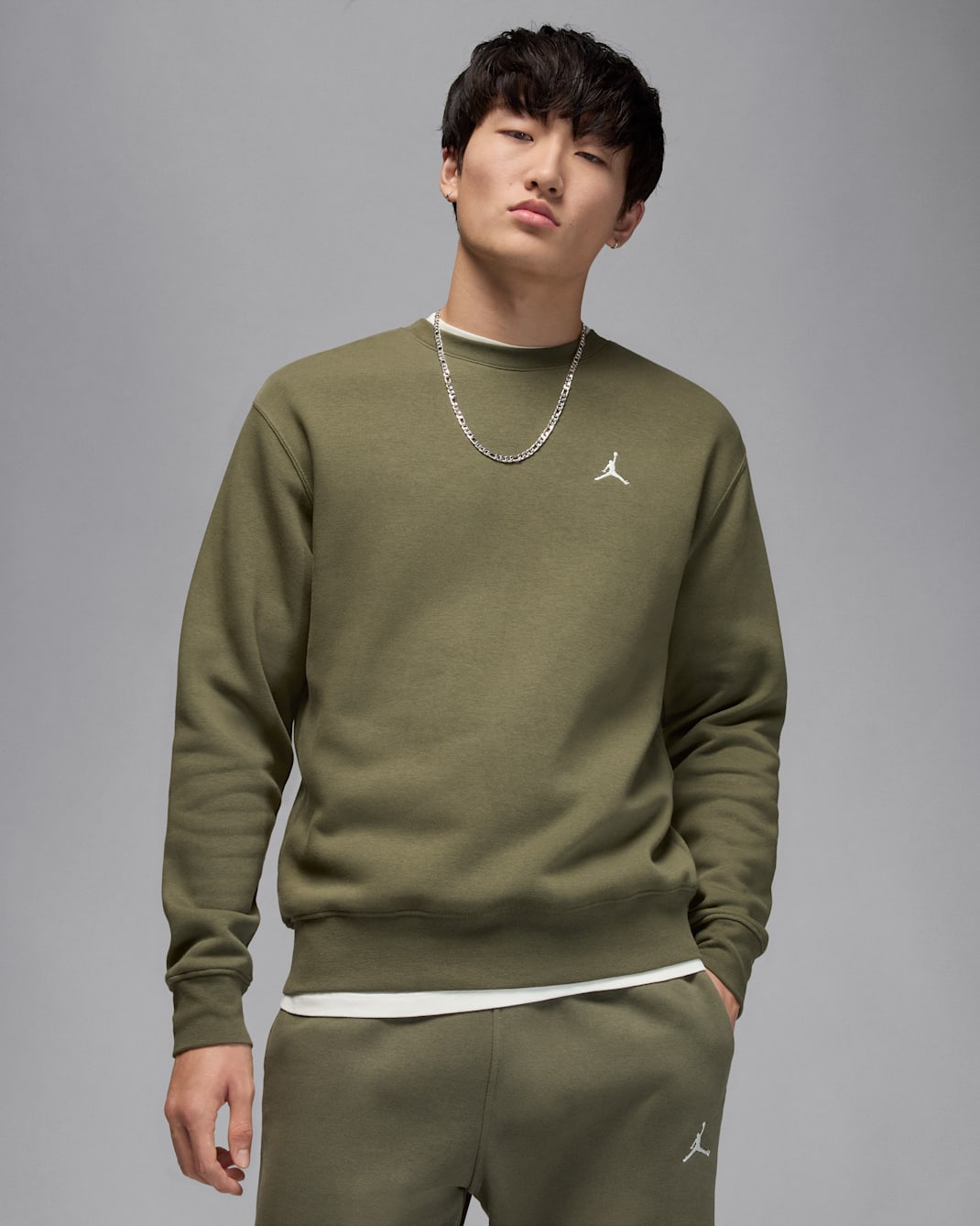 Jordan Brooklyn Fleece Sudadera con cuello redondo - Mujer - Medium Olive/Sail