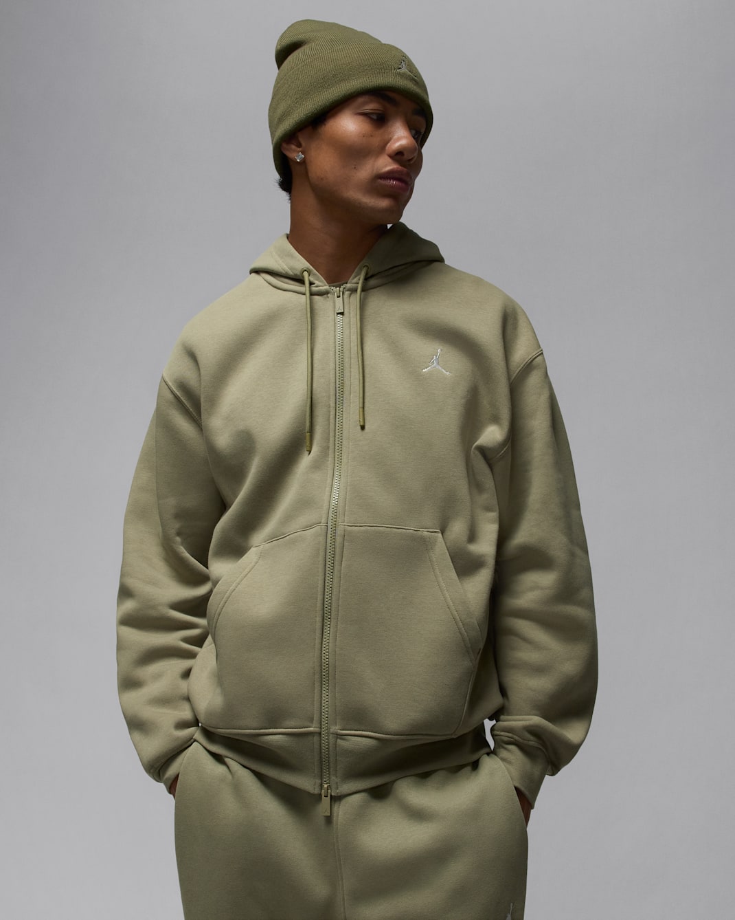 Felpa con cappuccio e zip a tutta lunghezza Jordan Brooklyn Fleece – Uomo - Medium Khaki/Sail