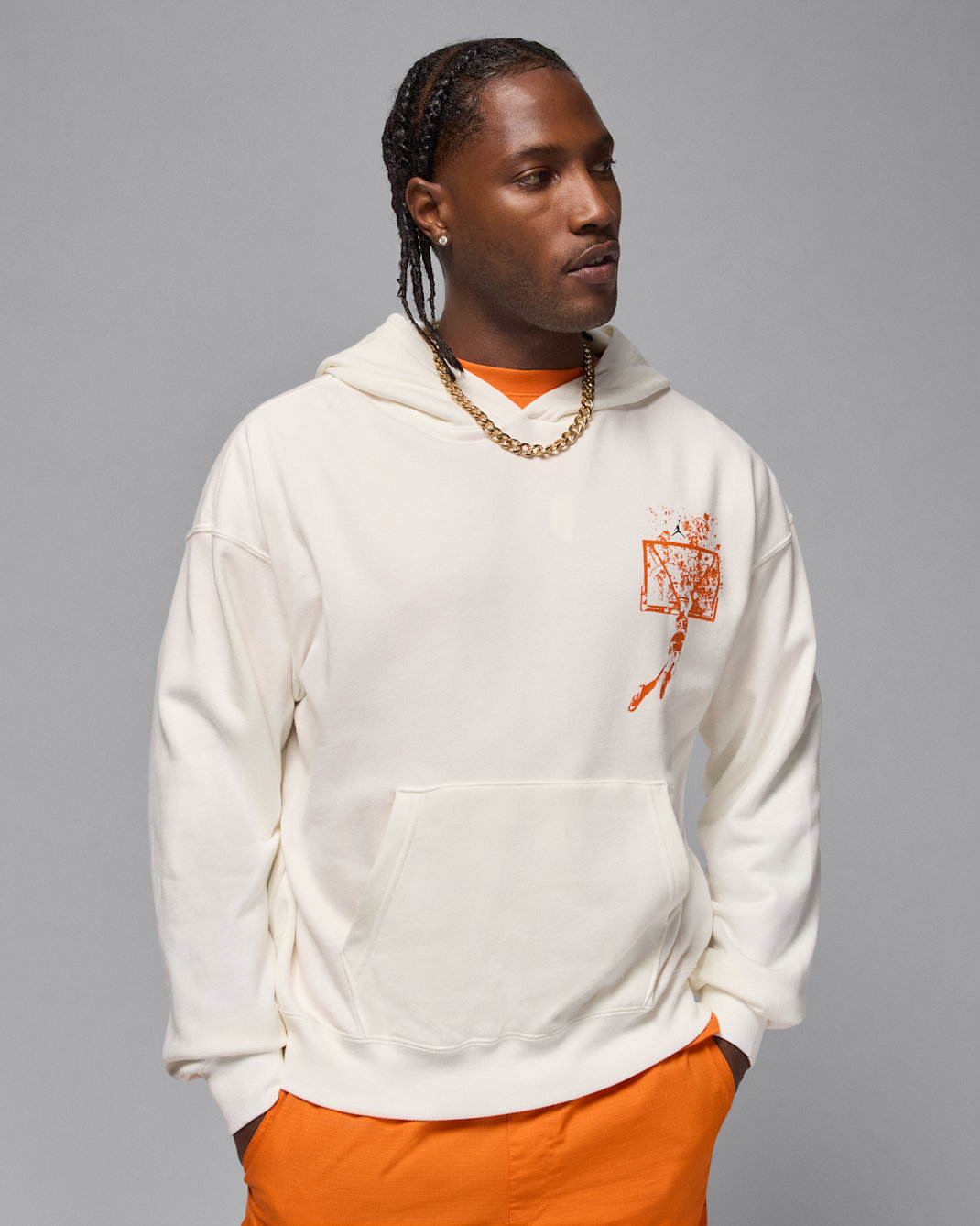 Jordan Brooklyn Men's Oversized Pullover Hoodie - Sail/Starfish