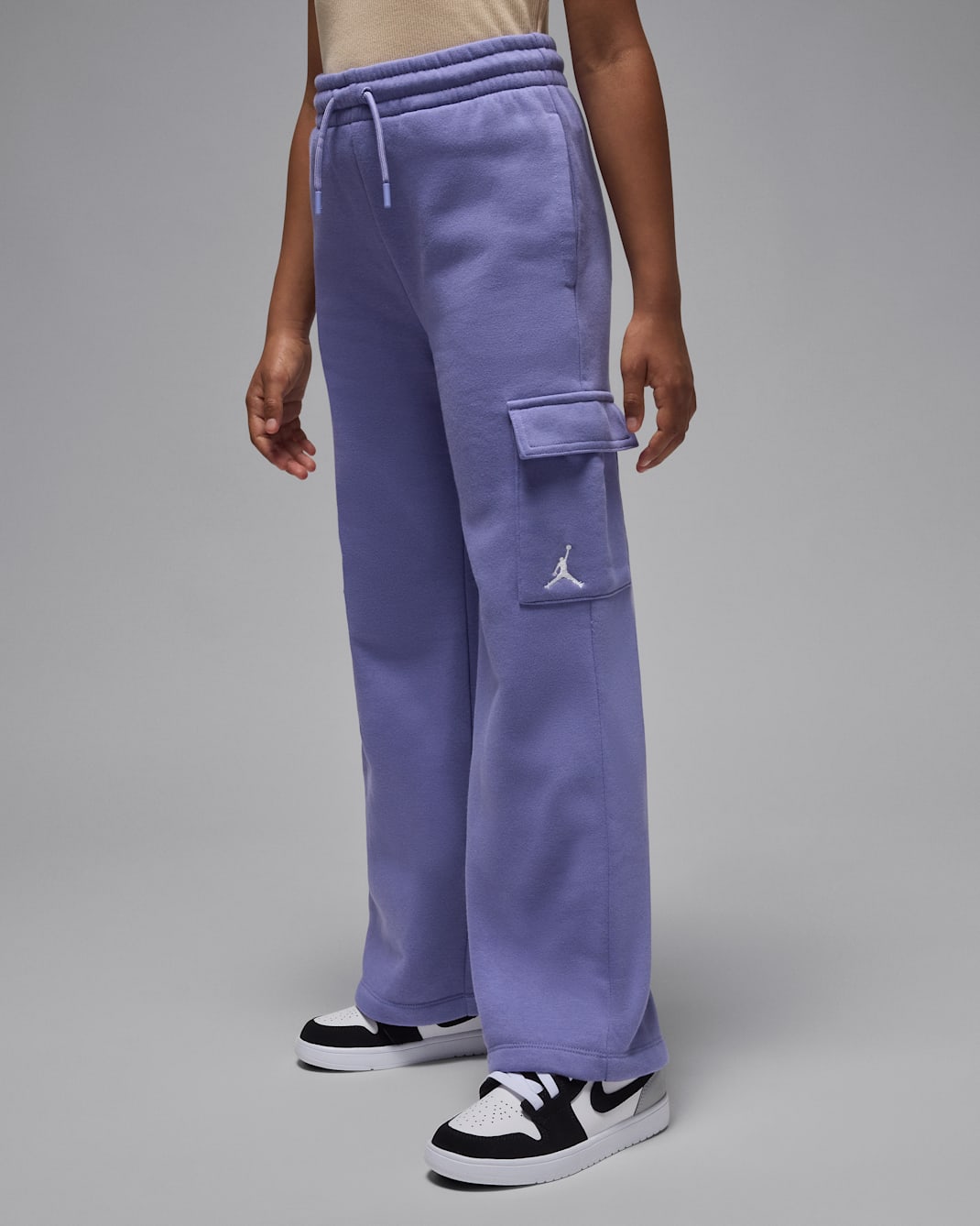 Jordan Brooklyn Fleece Older Kids' Cargo Trousers - Dusty Amethyst/White