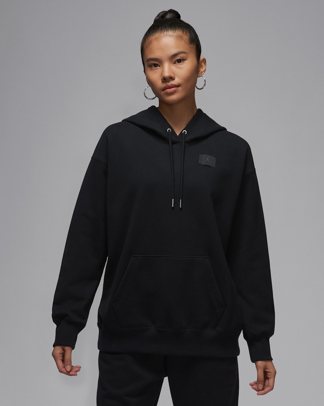 Jordan Flight Fleece Women's Satin-Lined Hoodie - Black/Dark Smoke Grey