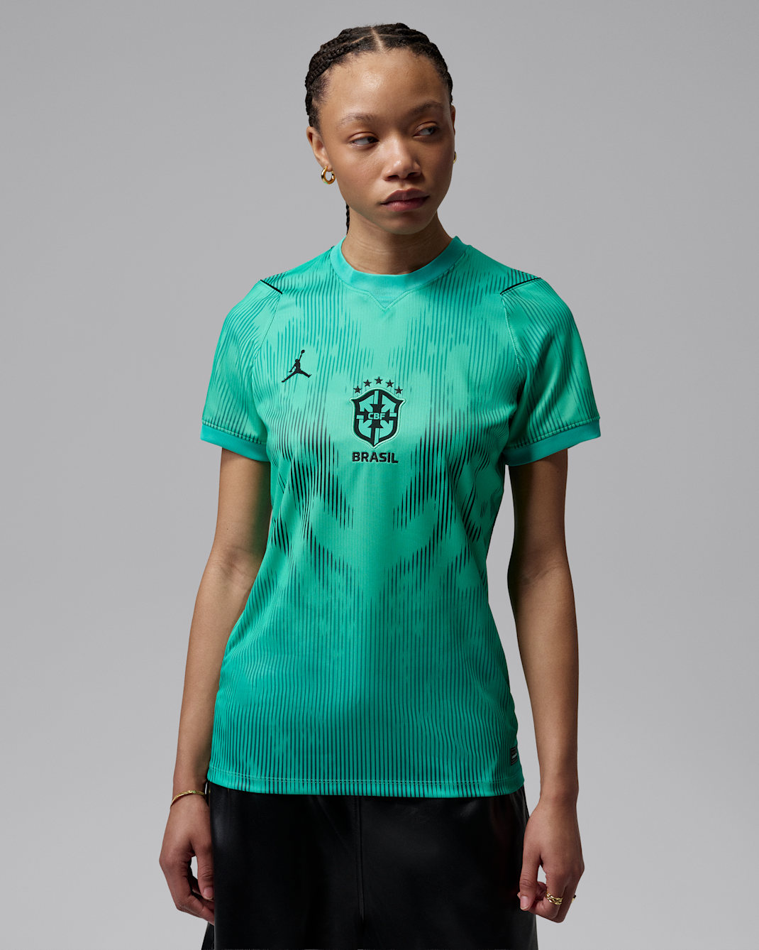 Brazil 2026 Stadium Goalkeeper Women's Jordan Dri-FIT Football Short-Sleeve Replica Shirt - Light Menta/Black