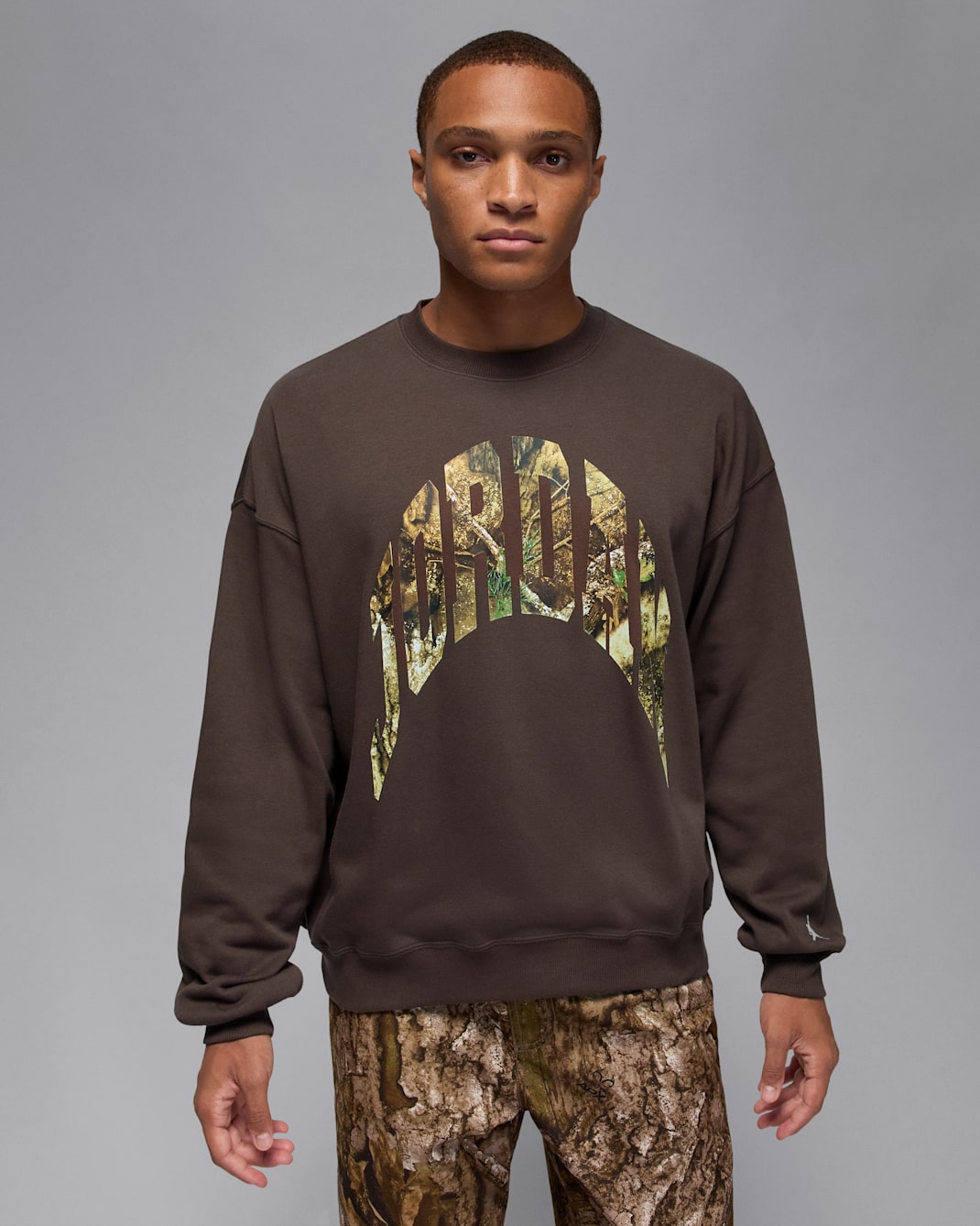Jordan Brooklyn Men's French Terry Realtree Crew-Neck Sweatshirt - Baroque Brown/Sail