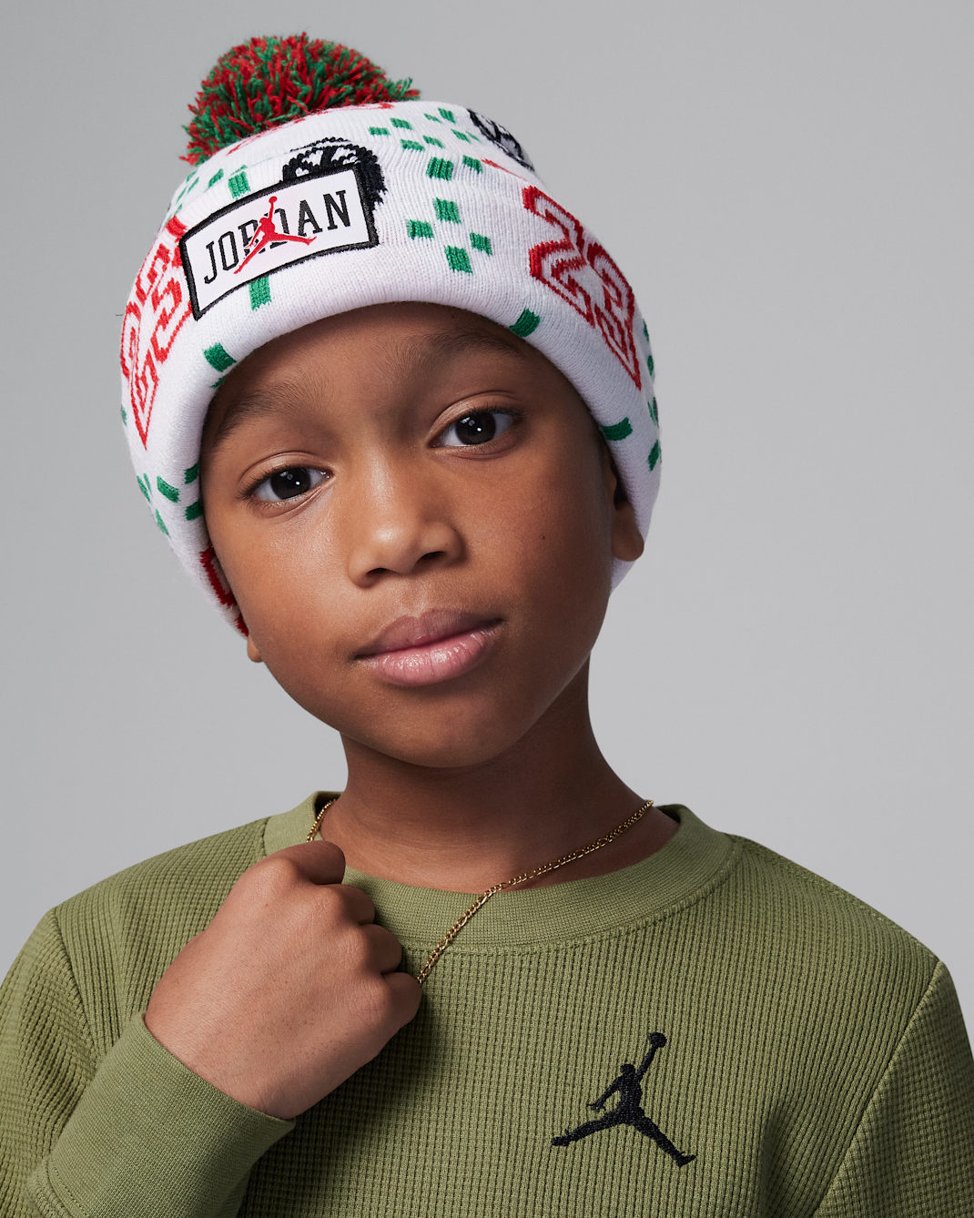 Gorro para niños talla pequeña Jordan Cuffed Pom Beanie - Blanco