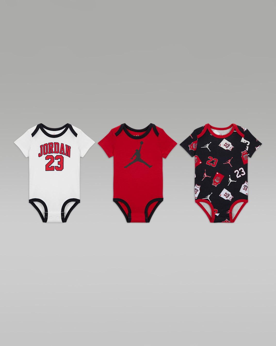 Jordan Baby (3-6M) 23 Jersey 3-Pack Bodysuits - Black