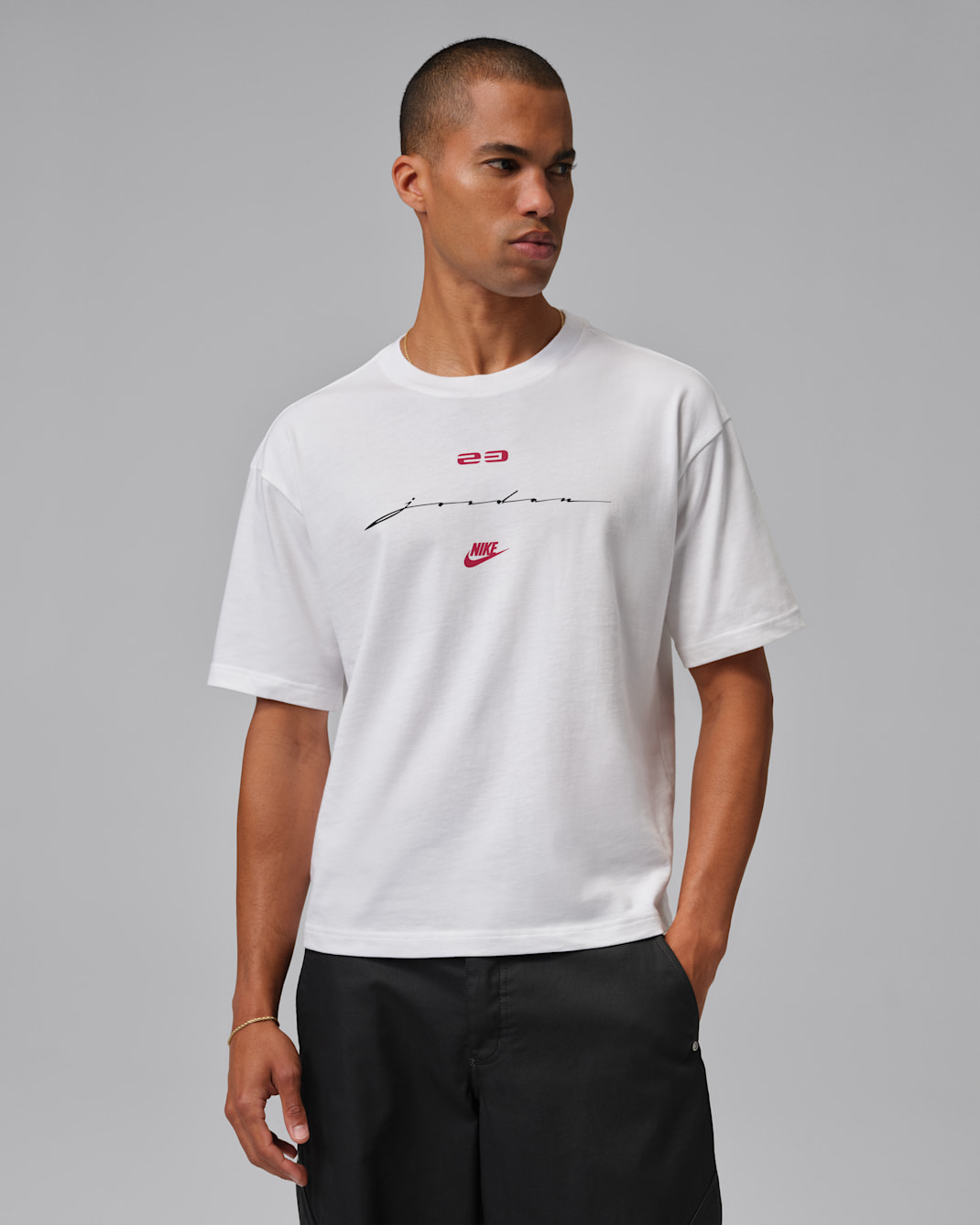 Jordan Flight Men's Script T-Shirt - White/Gym Red