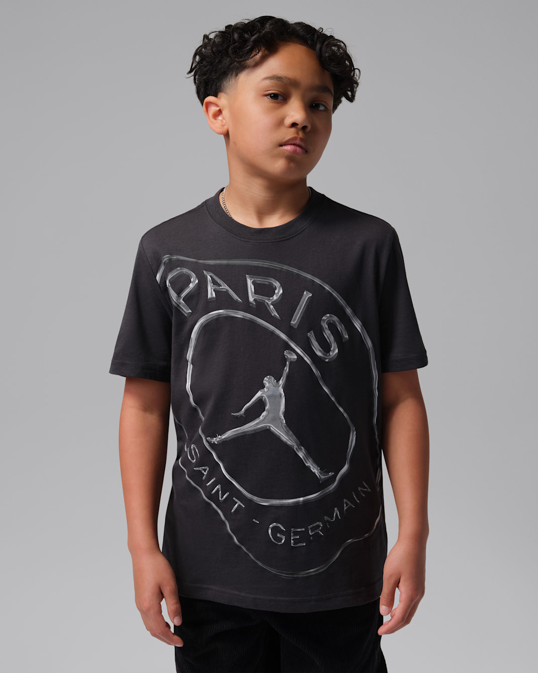 조던 파리 생제르맹 주니어 드라이 핏 프랙티스 티셔츠 - 오일 그레이