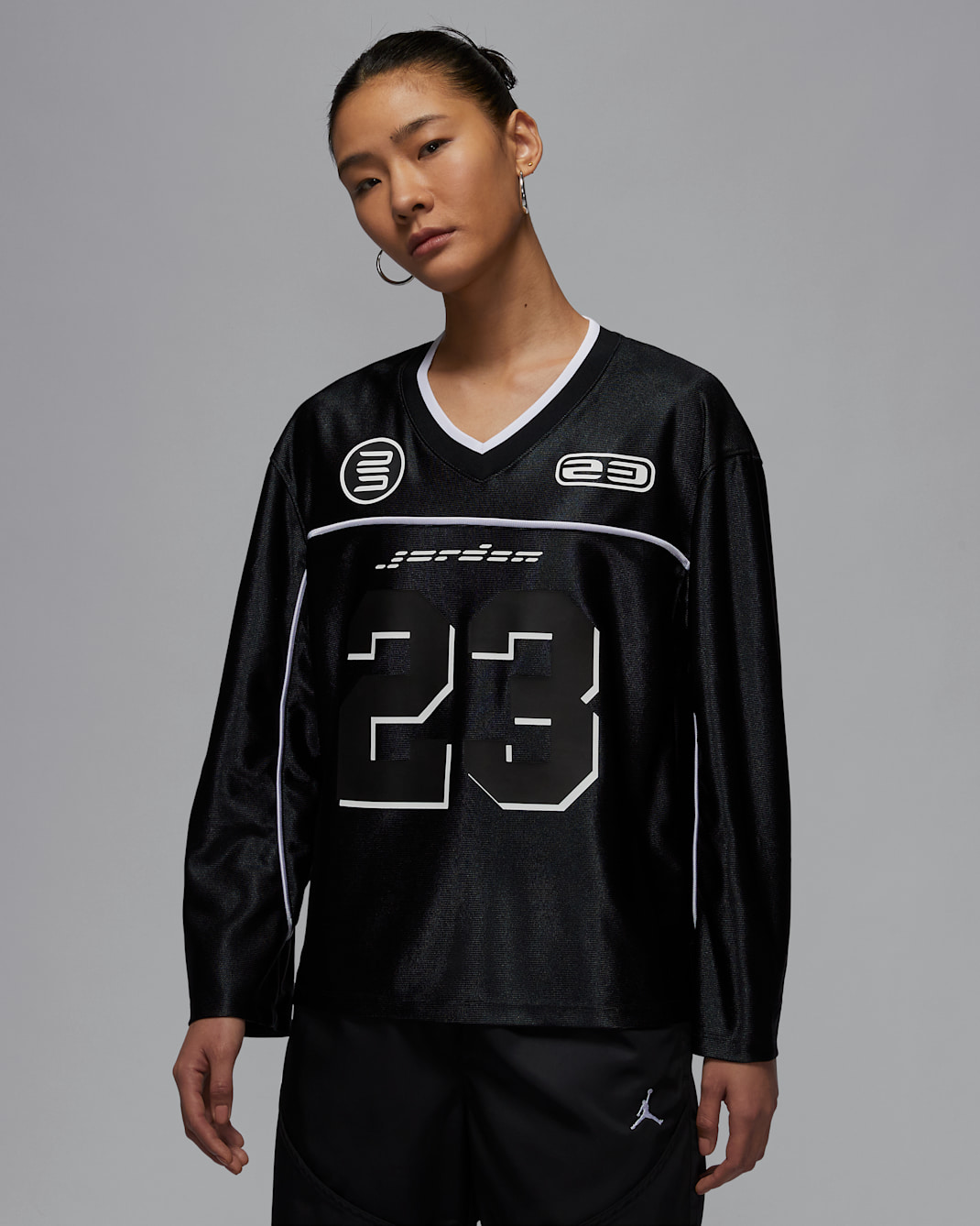 ジョーダン ウィメンズ ロングスリーブ ジャージー トップ - ブラック