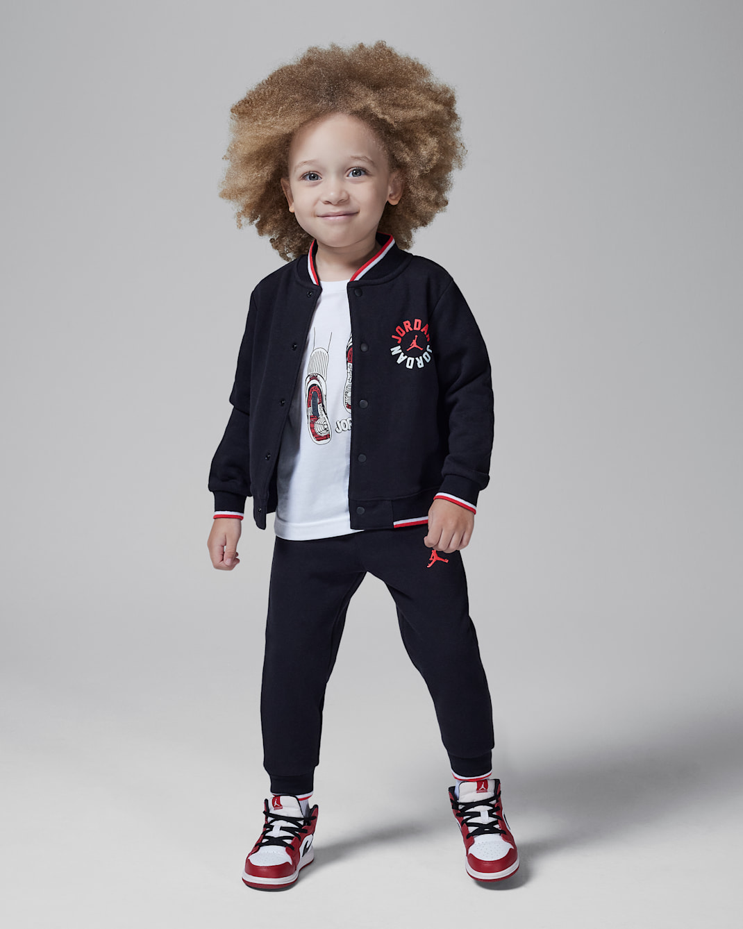 조던 점프맨 PE 베이비 투피스 봄버 재킷 세트 - 블랙