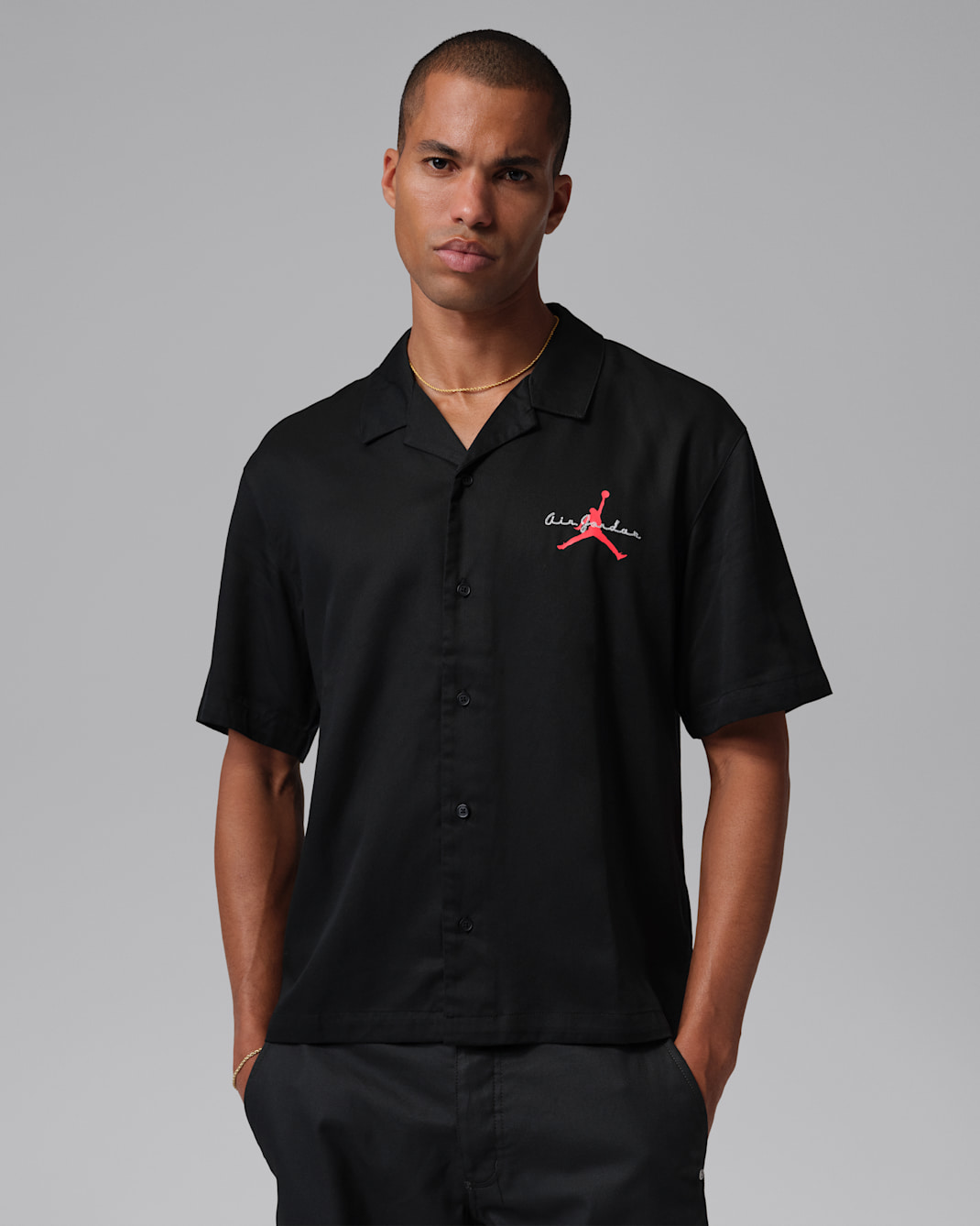 Jordan Brooklyn Men's Bowling Shirt - Black/Infrared 23