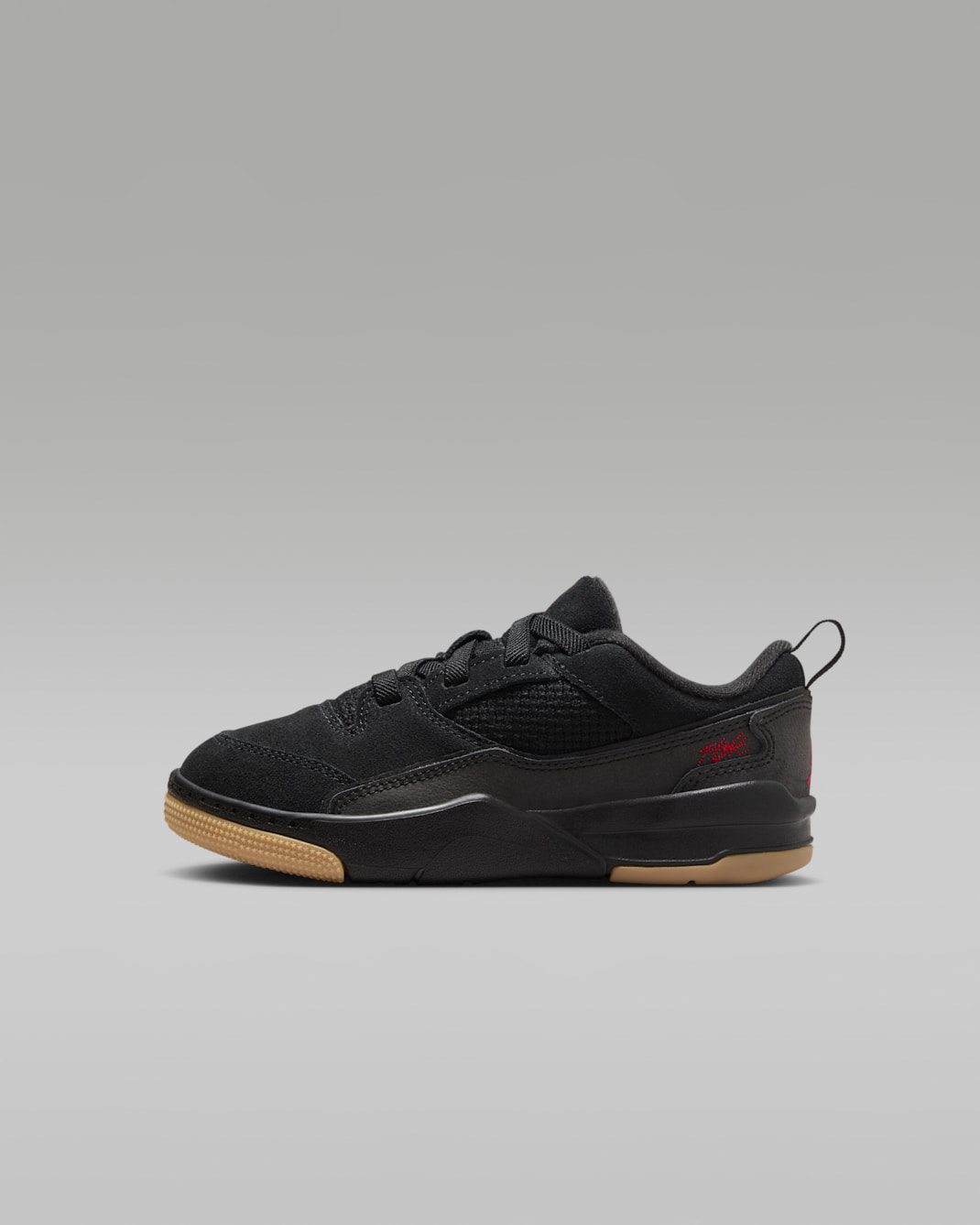 Chaussure Jordan Flight Court pour enfant - Noir/Gum Medium Brown/Varsity Red