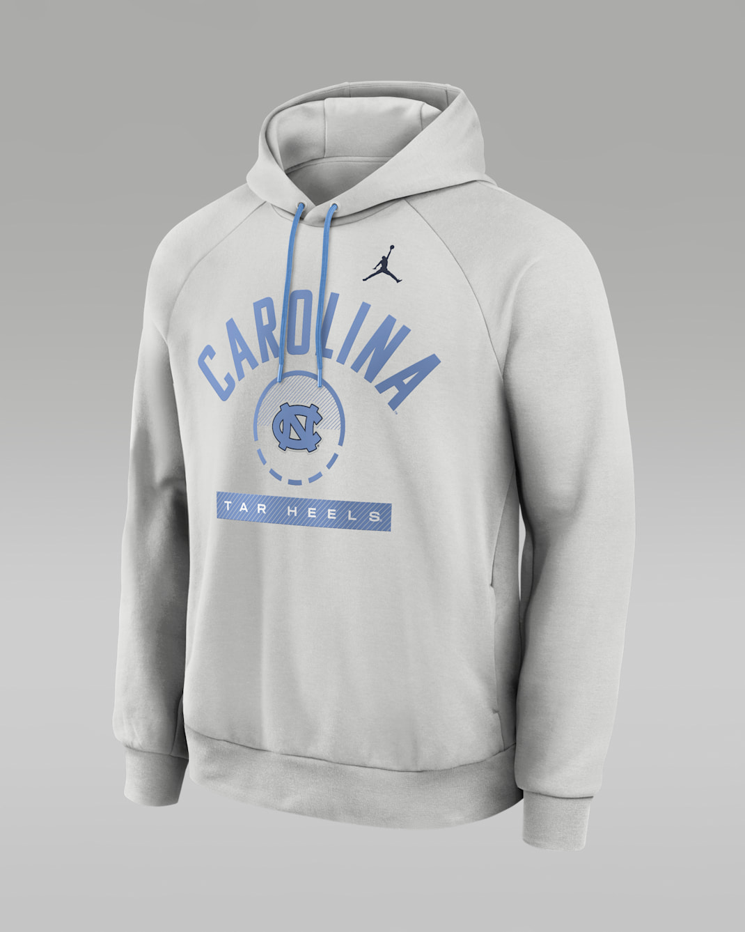 North Carolina Courtside Men's Jordan Brand Dri-FIT College Pullover Hoodie - Grey/Light Blue