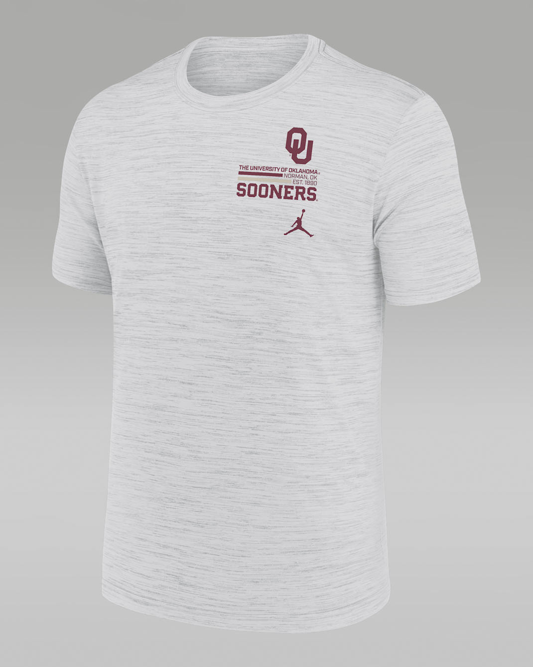 Playera universitaria marca Jordan Dri-FIT para hombre Oklahoma Campus Chest Stack Velocity - Blanco