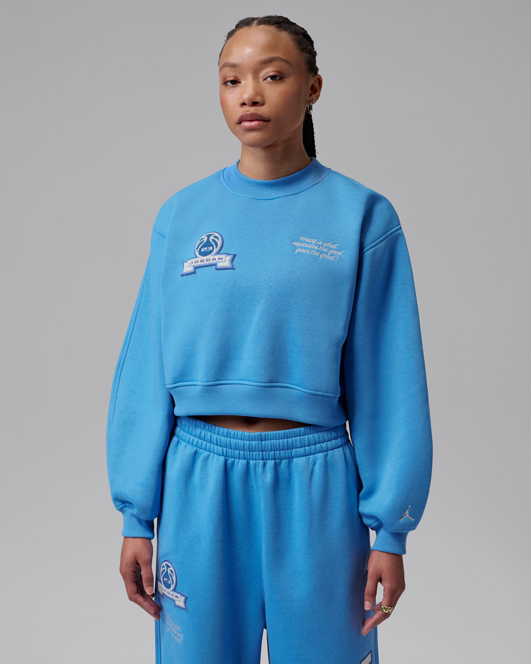 Jordan Brooklyn Fleece Women's Cropped Crew-Neck Sweatshirt - Blue Beyond/Sail