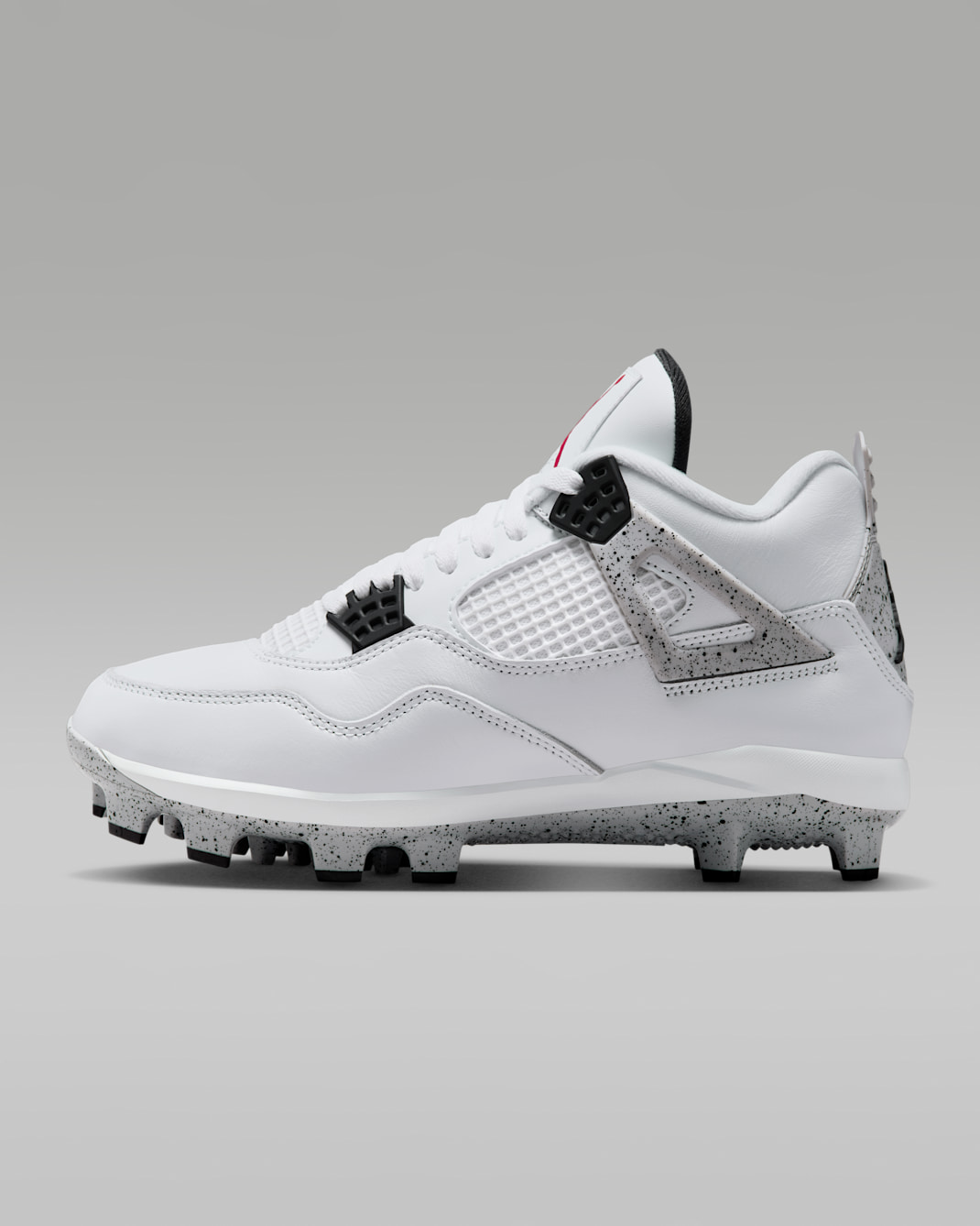 Jordan 4 Retro MCS Baseball Cleats - White/Black/Tech Grey/Fire Red