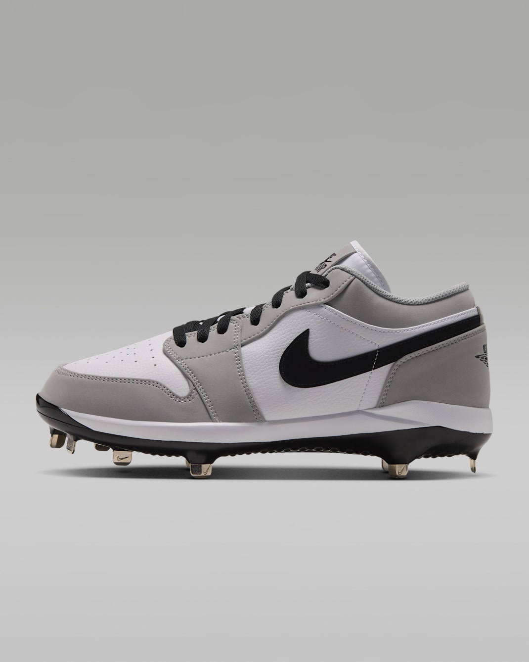 Jordan 1 Retro Low Metal Baseball Cleats - White/Light Smoke Grey/Black/Black