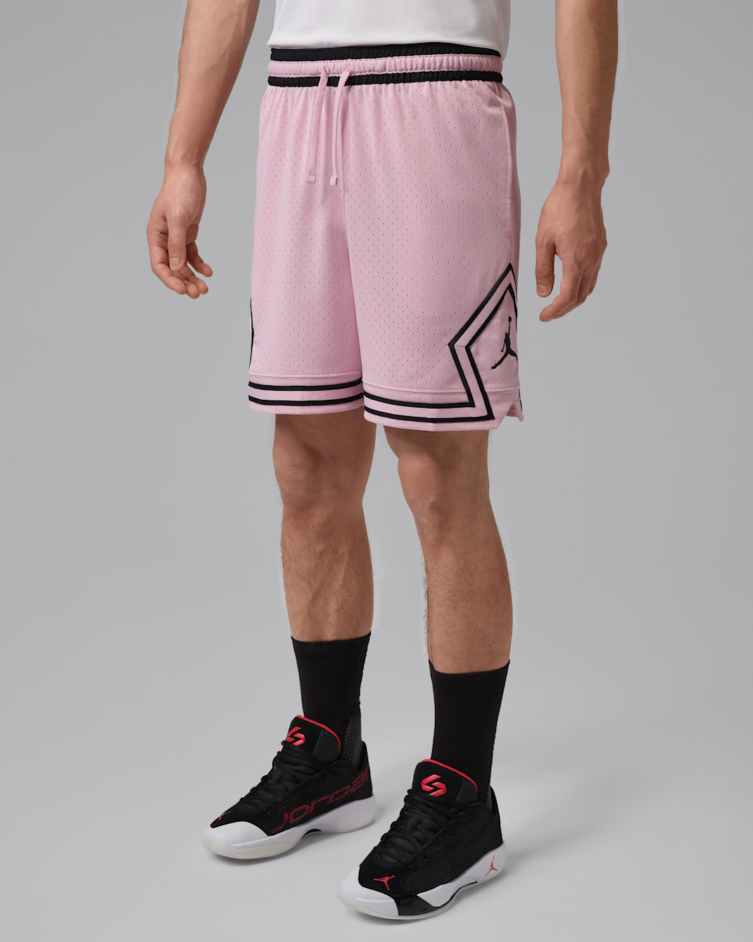 Shorts Jordan Sport Dri-FIT Mesh Diamond för män - Iced Carmine/Svart/Svart